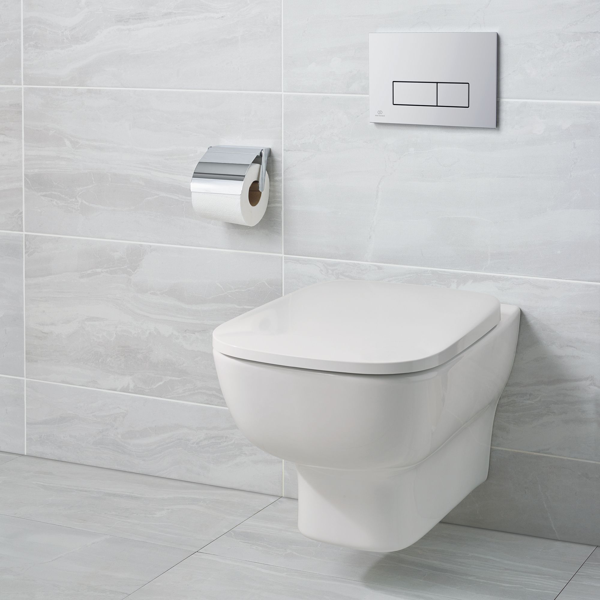 Ideal Standard Oleas P2 pneumatic Chrome effect Wall-mounted Dual Flushing plate (H)154mm (W)234mm