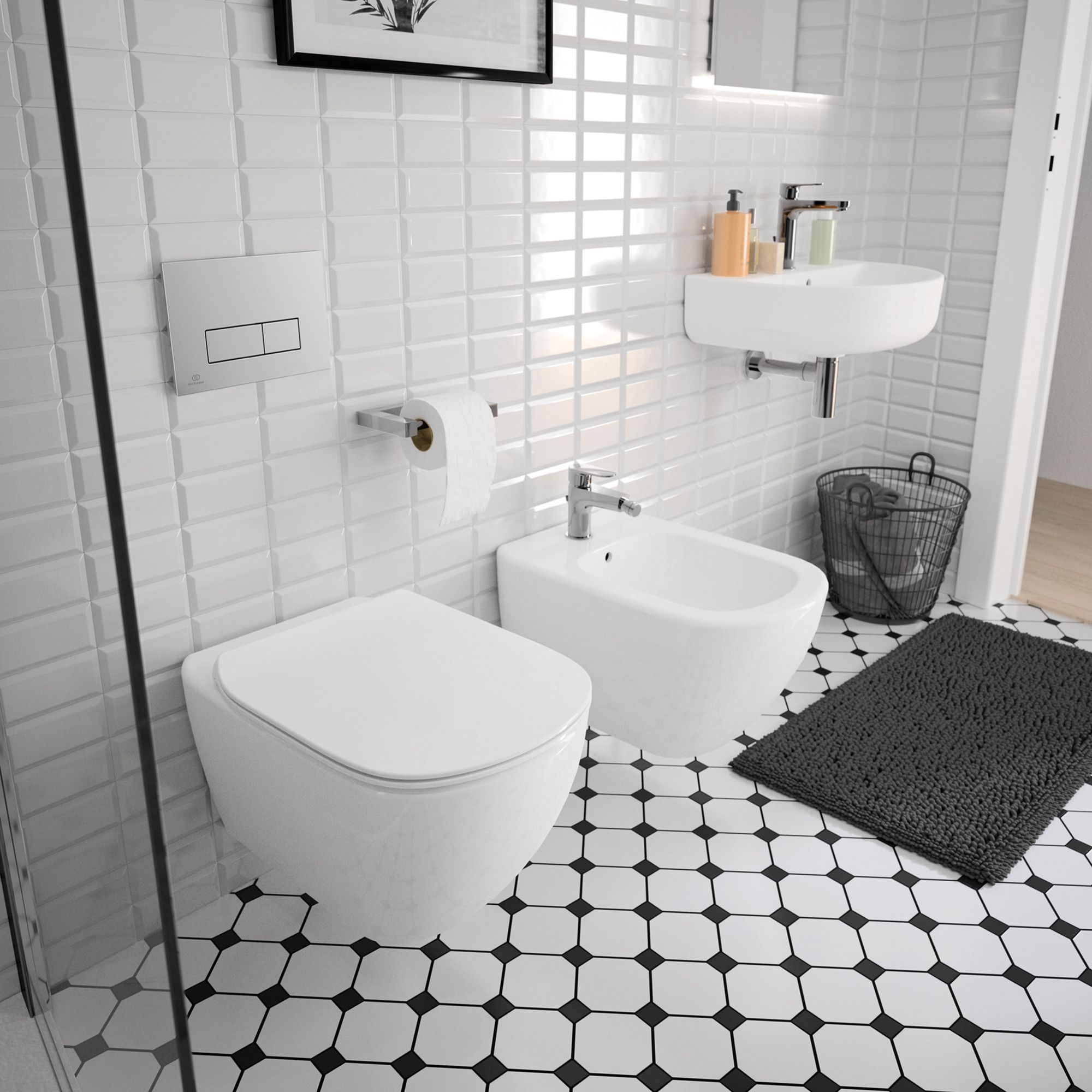 Ideal Standard Oleas P2 pneumatic Chrome effect Wall-mounted Dual Flushing plate (H)154mm (W)234mm