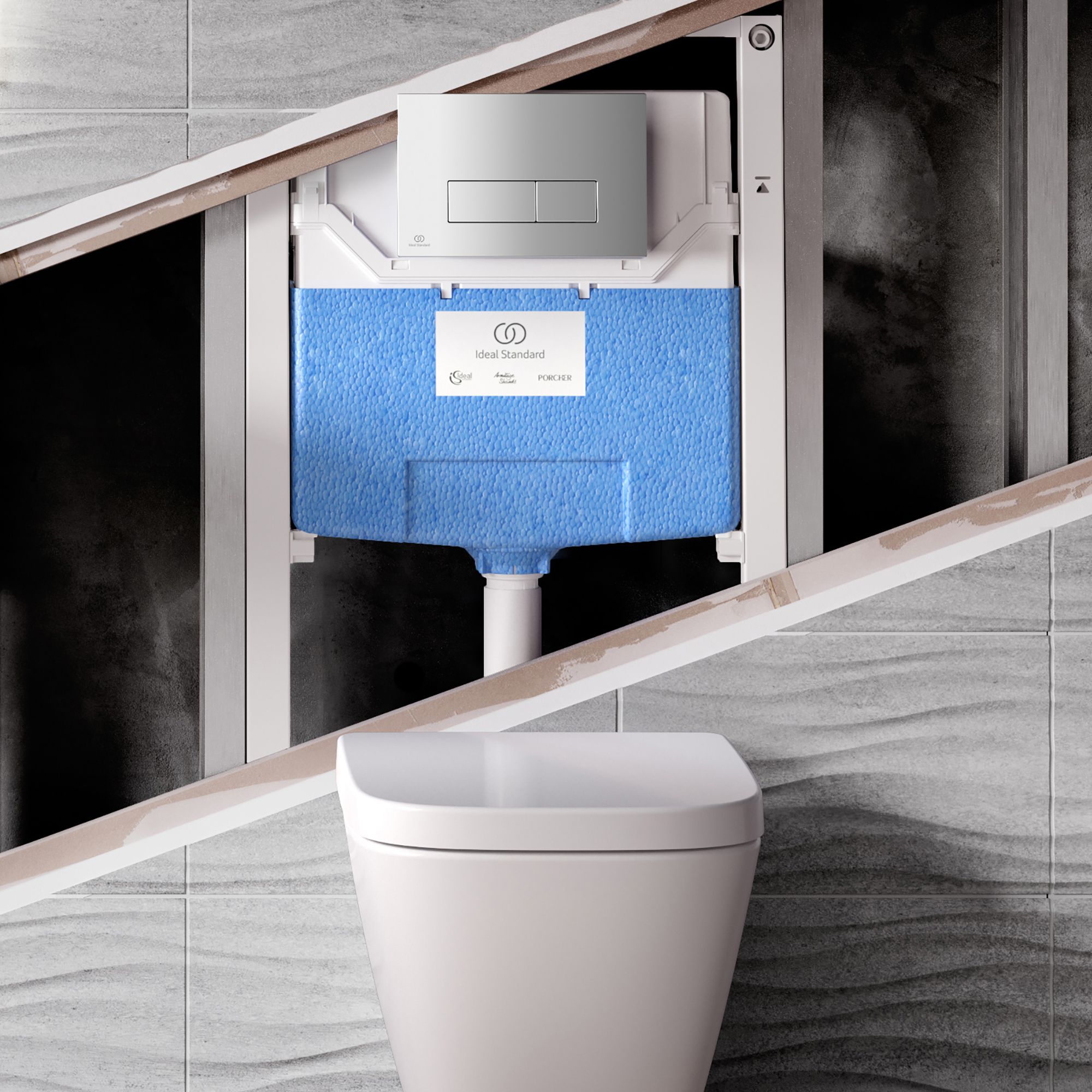 Ideal Standard Oleas P2 pneumatic Chrome effect Wall-mounted Dual Flushing plate (H)154mm (W)234mm