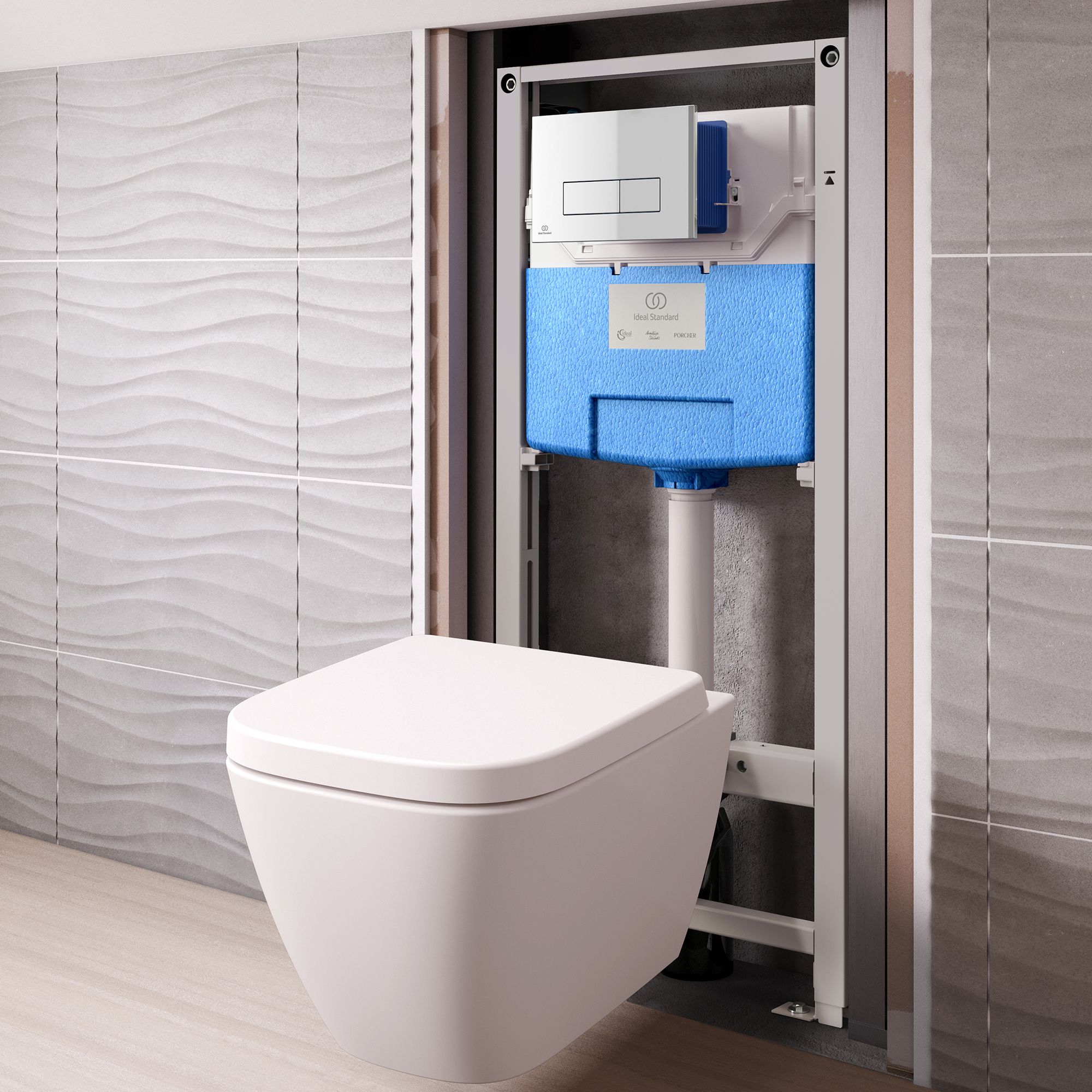 Ideal Standard Oleas P2 pneumatic Chrome effect Wall-mounted Dual Flushing plate (H)154mm (W)234mm