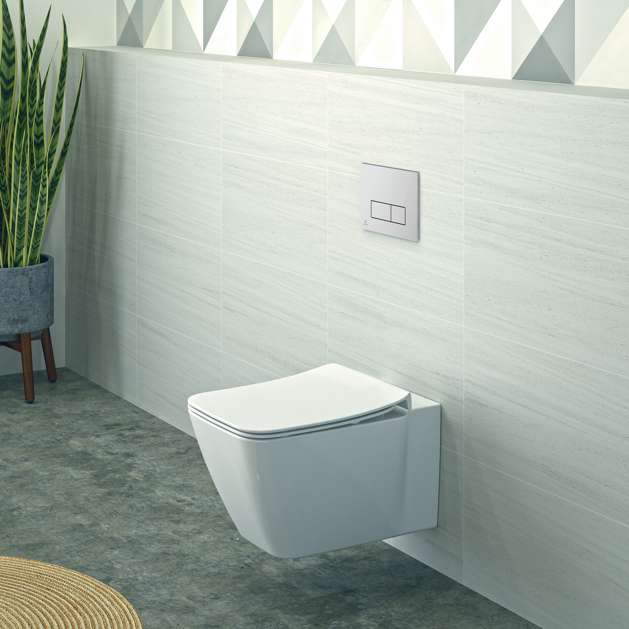Ideal Standard Oleas P2 pneumatic Chrome effect Wall-mounted Dual Flushing plate (H)154mm (W)234mm