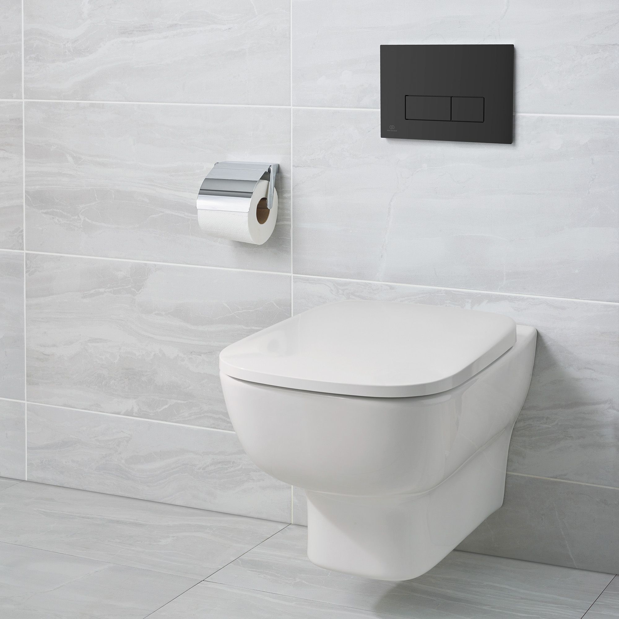Ideal Standard Oleas P2 pneumatic Silk black Wall-mounted Dual Flushing plate (H)154mm (W)234mm
