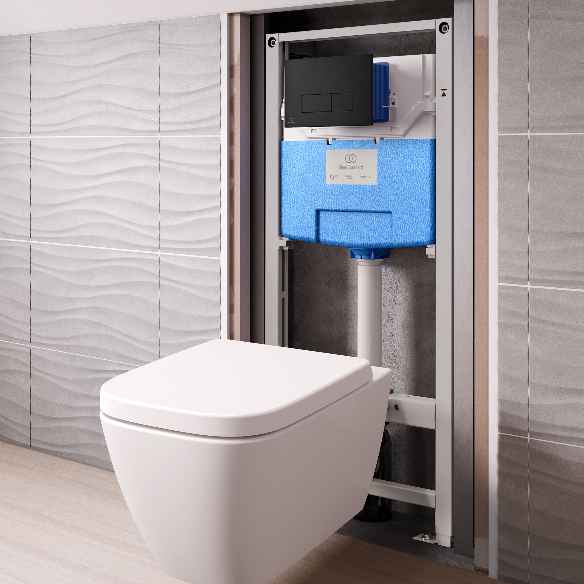 Ideal Standard Oleas P2 pneumatic Silk black Wall-mounted Dual Flushing plate (H)154mm (W)234mm