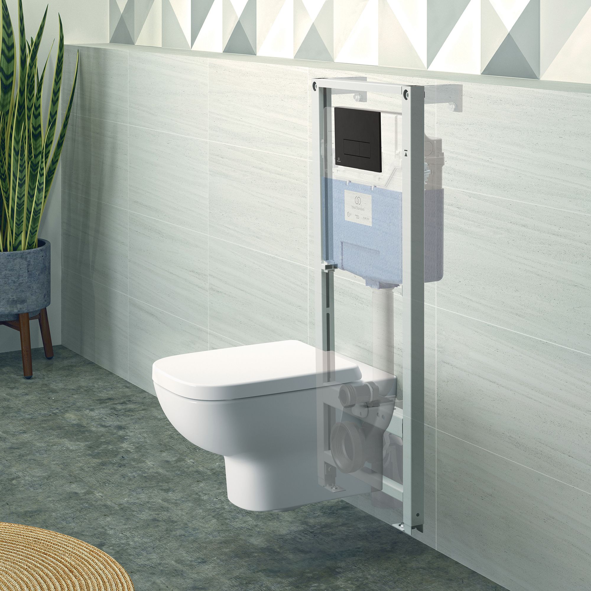 Ideal Standard Oleas P2 pneumatic Silk black Wall-mounted Dual Flushing plate (H)154mm (W)234mm