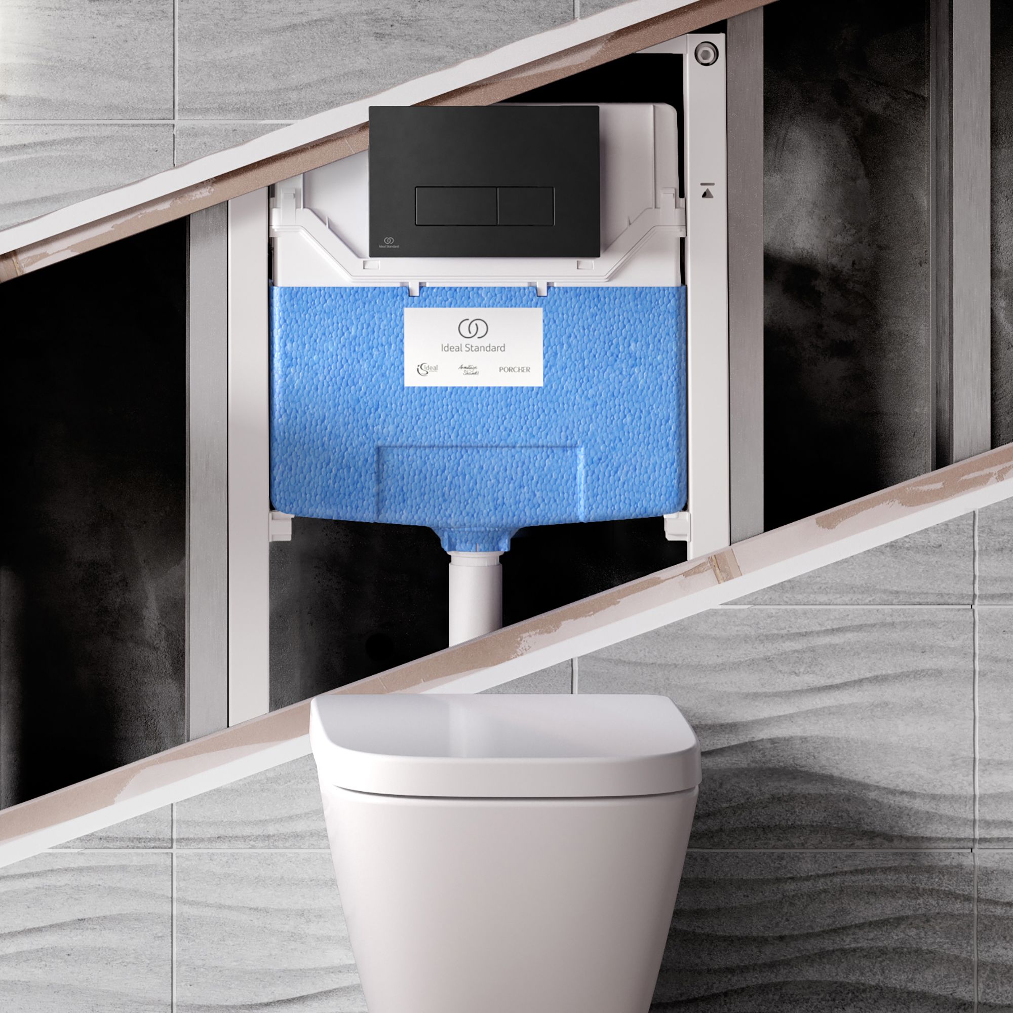 Ideal Standard Oleas P2 pneumatic Silk black Wall-mounted Dual Flushing plate (H)154mm (W)234mm