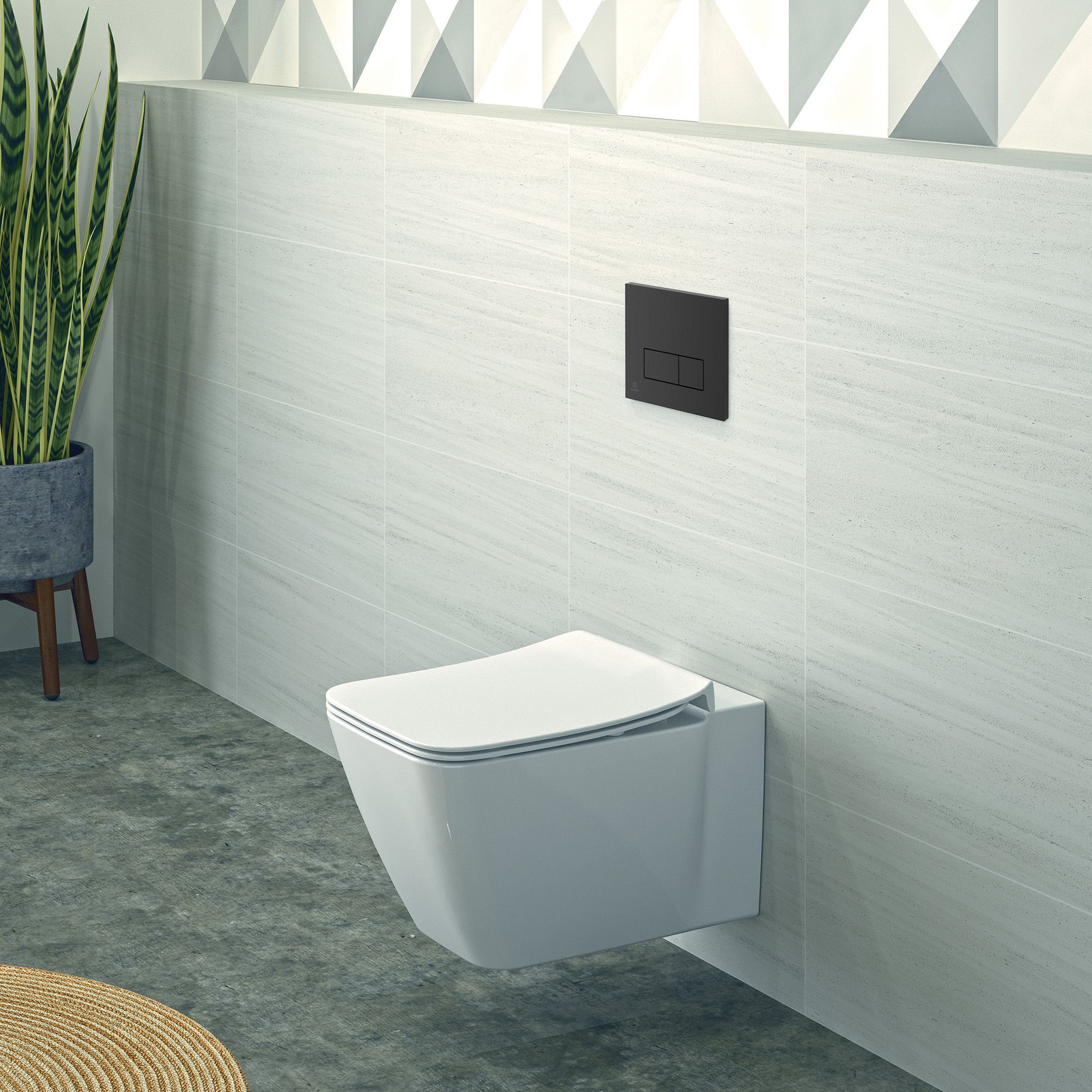 Ideal Standard Oleas P2 pneumatic Silk black Wall-mounted Dual Flushing plate (H)154mm (W)234mm