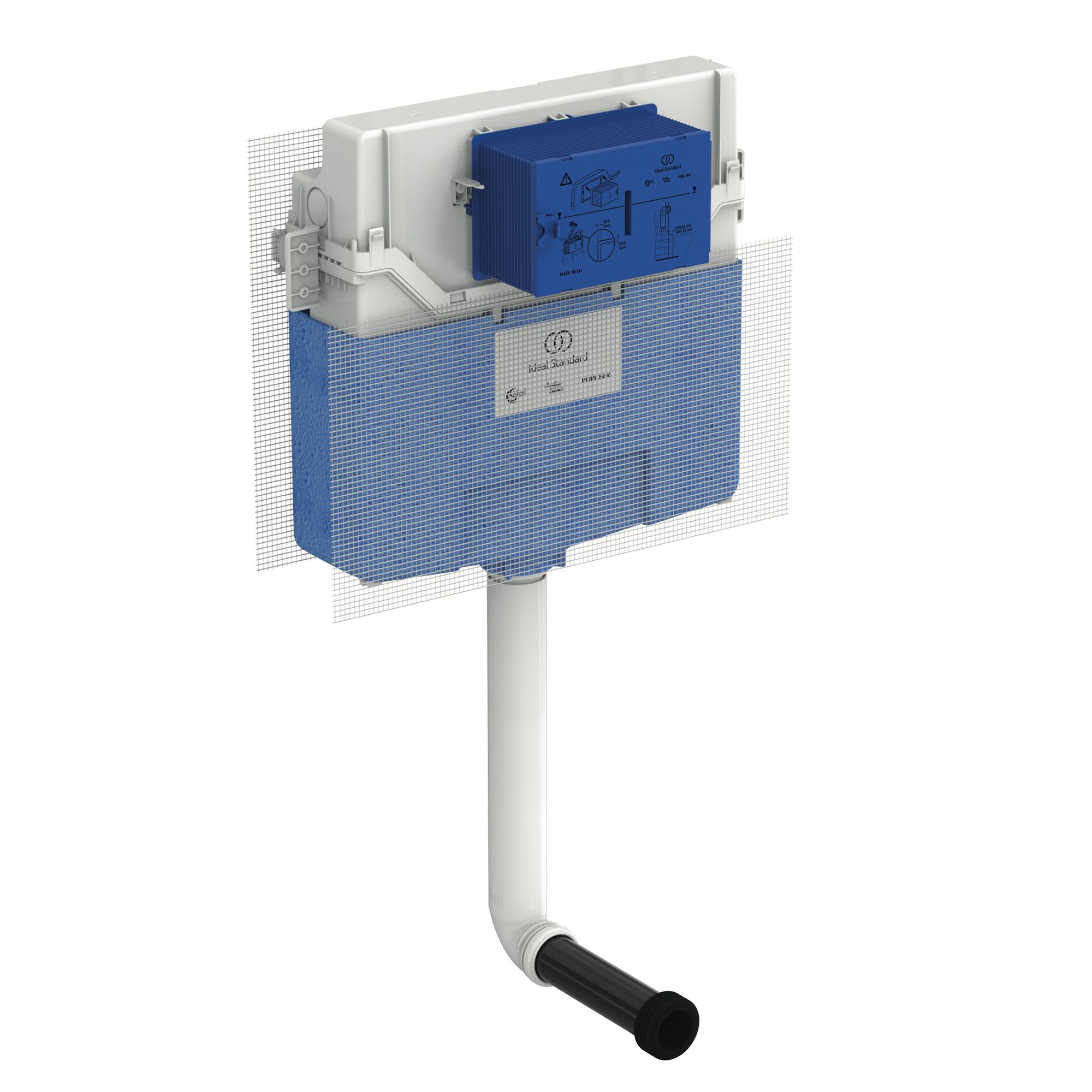 Ideal Standard ProSys pneumatic White Concealed Water-saving Cistern (H)425mm (W)49cm (D)12cm