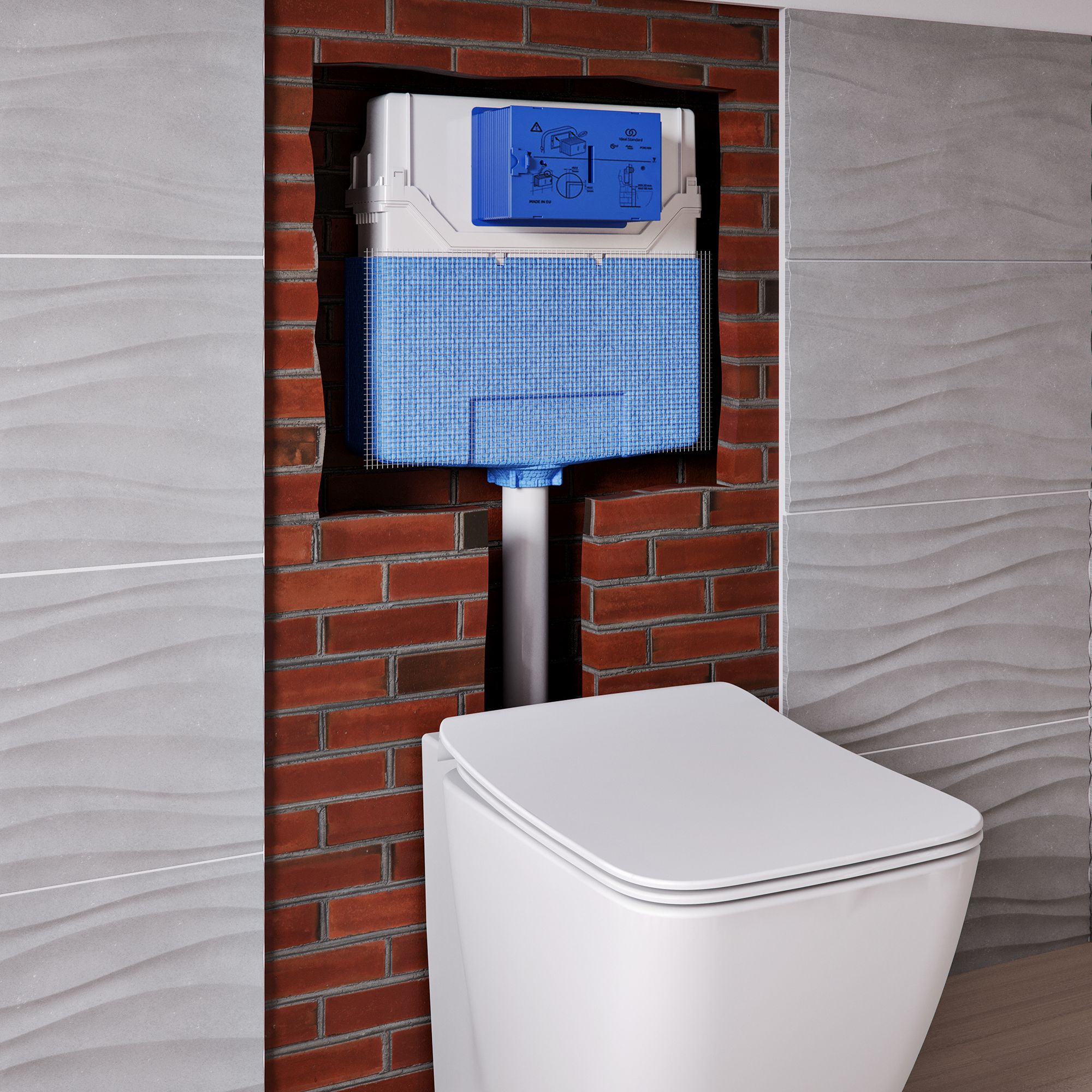 Ideal Standard ProSys pneumatic White Concealed Water-saving Cistern (H)425mm (W)49cm (D)12cm