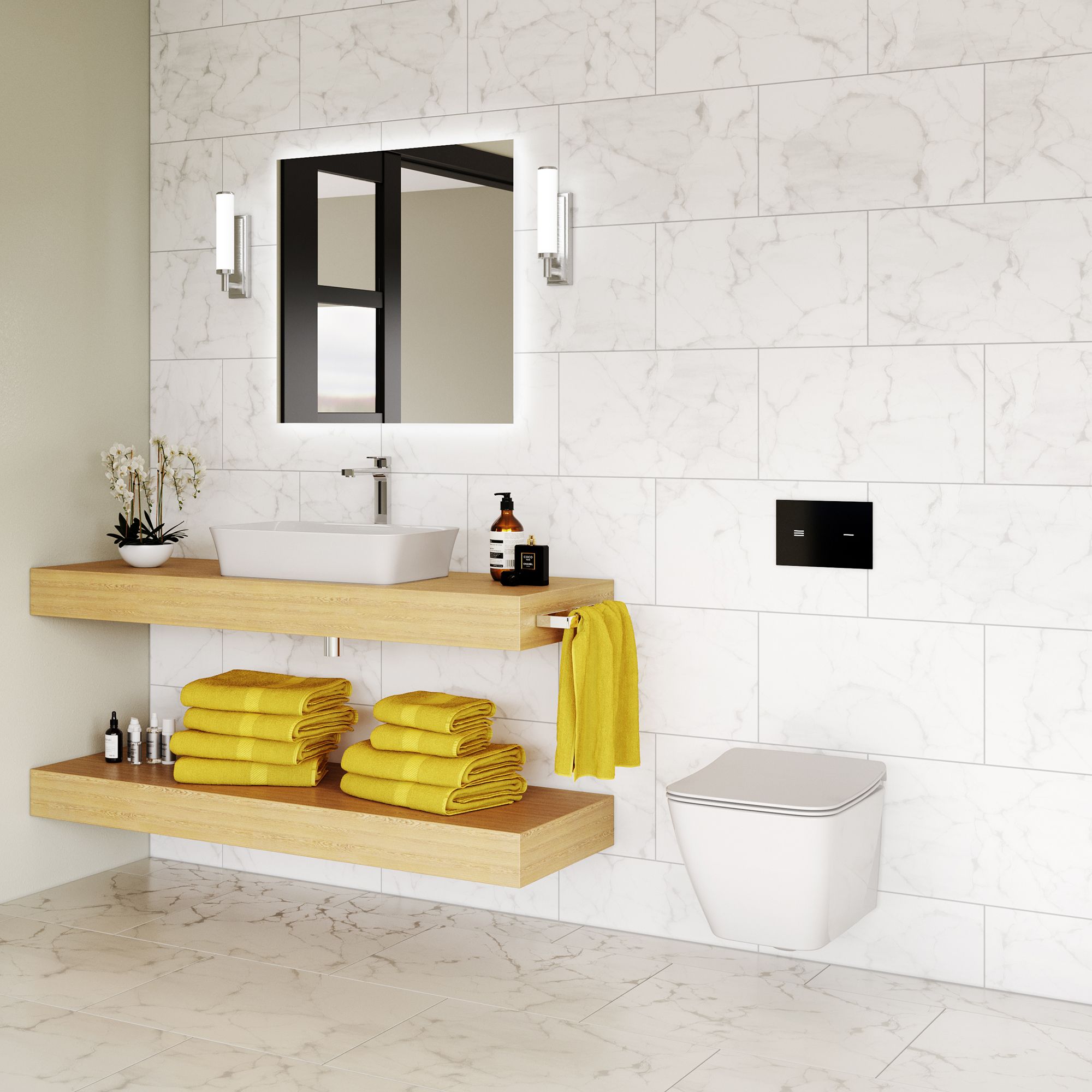 Ideal Standard Symfo NT1 electronic Black Wall-mounted Dual Flushing plate with No-touch activation (H)220mm (W)150mm