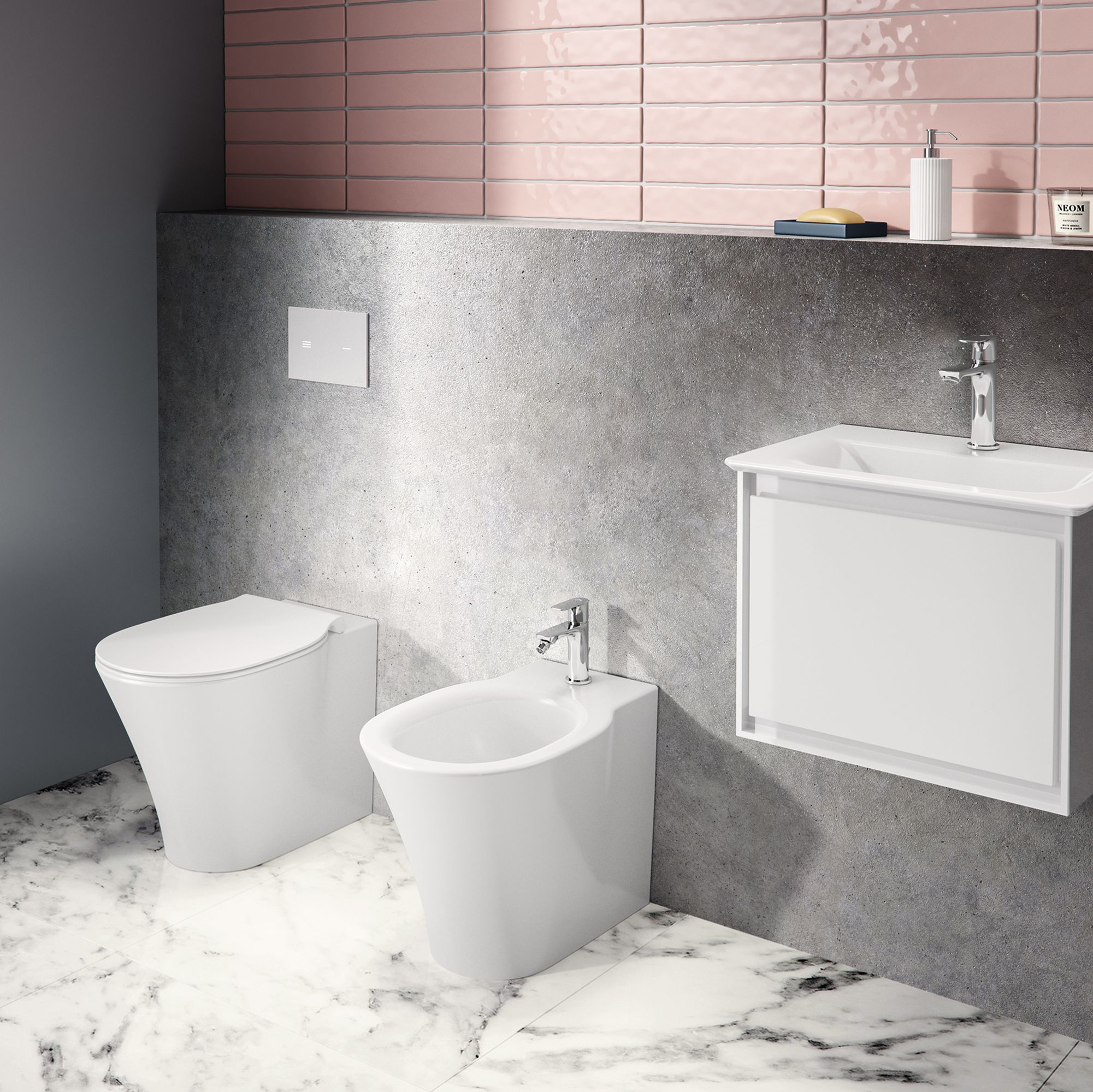 Ideal Standard Symfo NT1 electronic White Wall-mounted Dual Flushing plate with No-touch activation (H)220mm (W)150mm