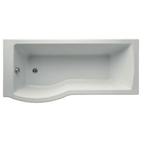 Ideal Standard Tempo Arc White P-shaped Left-handed Shower Bath, panel & screen set