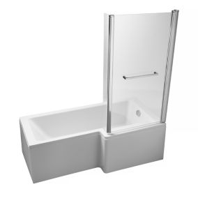 Ideal Standard Tempo Cube White L-shaped Right-handed Shower Bath set