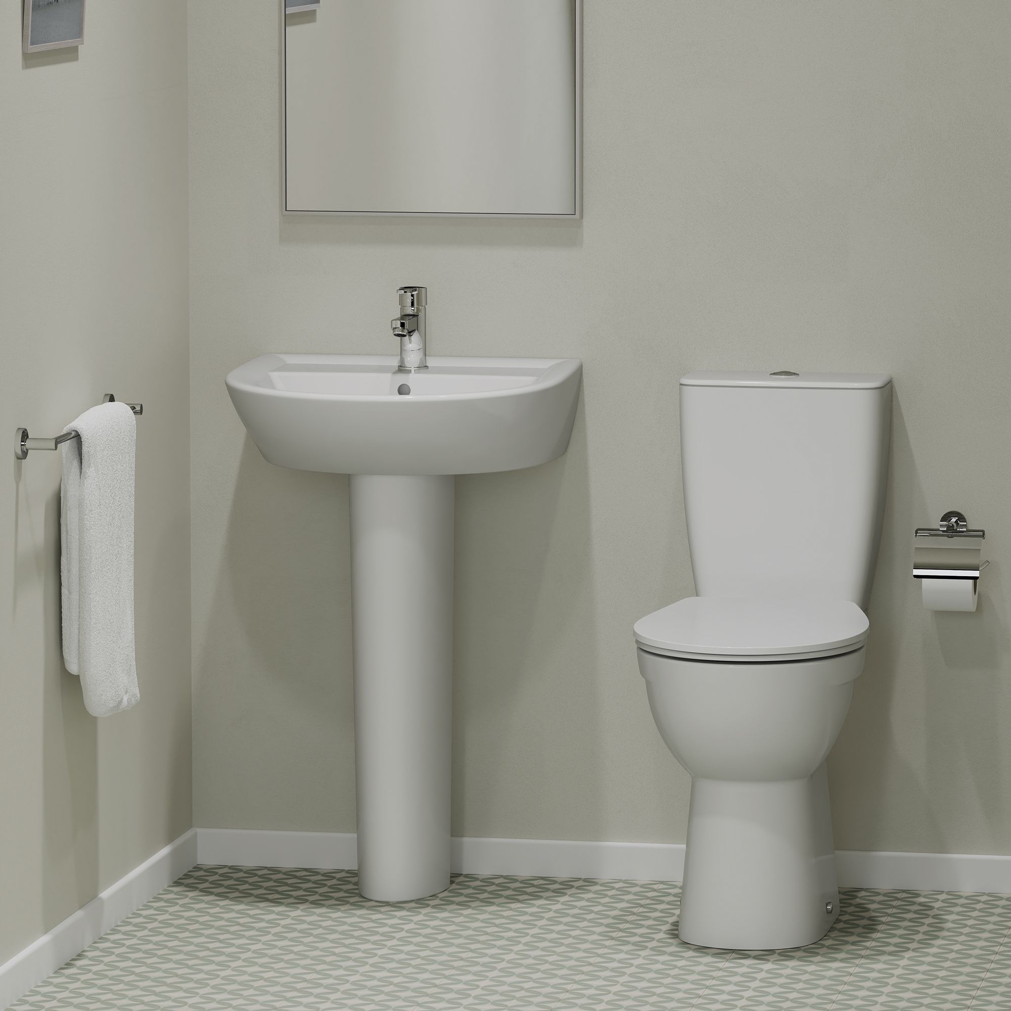 Ideal Standard Tirso Gloss White Floor-mounted Full pedestal Basin (H)86cm (W)55cm