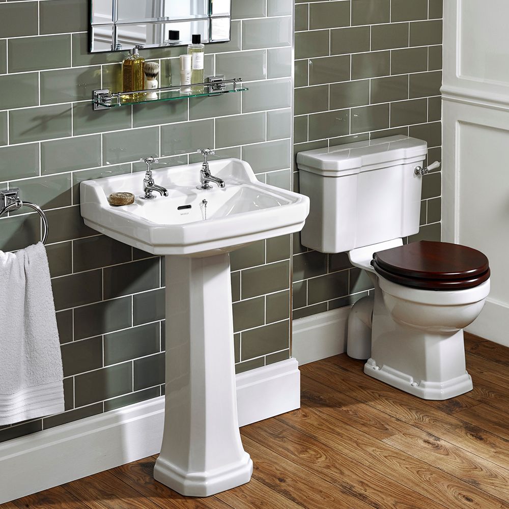 Ideal Standard Waverley White Close-coupled Floor-mounted Toilet & full pedestal basin (W)380mm (H)790mm