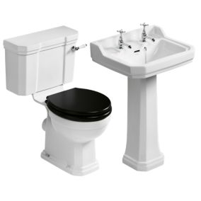Ideal Standard Waverley White Close-coupled Floor-mounted Toilet & full pedestal basin Without taps (W)380mm (H)790mm