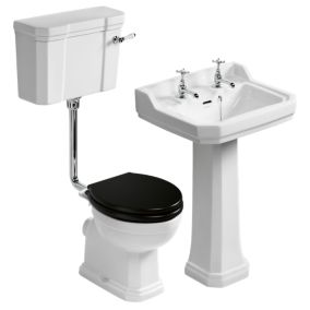 Ideal Standard Waverley White High-low Floor-mounted Toilet & full pedestal basin Without taps (W)380mm (H)1150mm