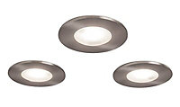 iDual Performa Silver Stainless steel effect Non-adjustable LED RGB & white Downlight 7.5W IP65, Pack of 3