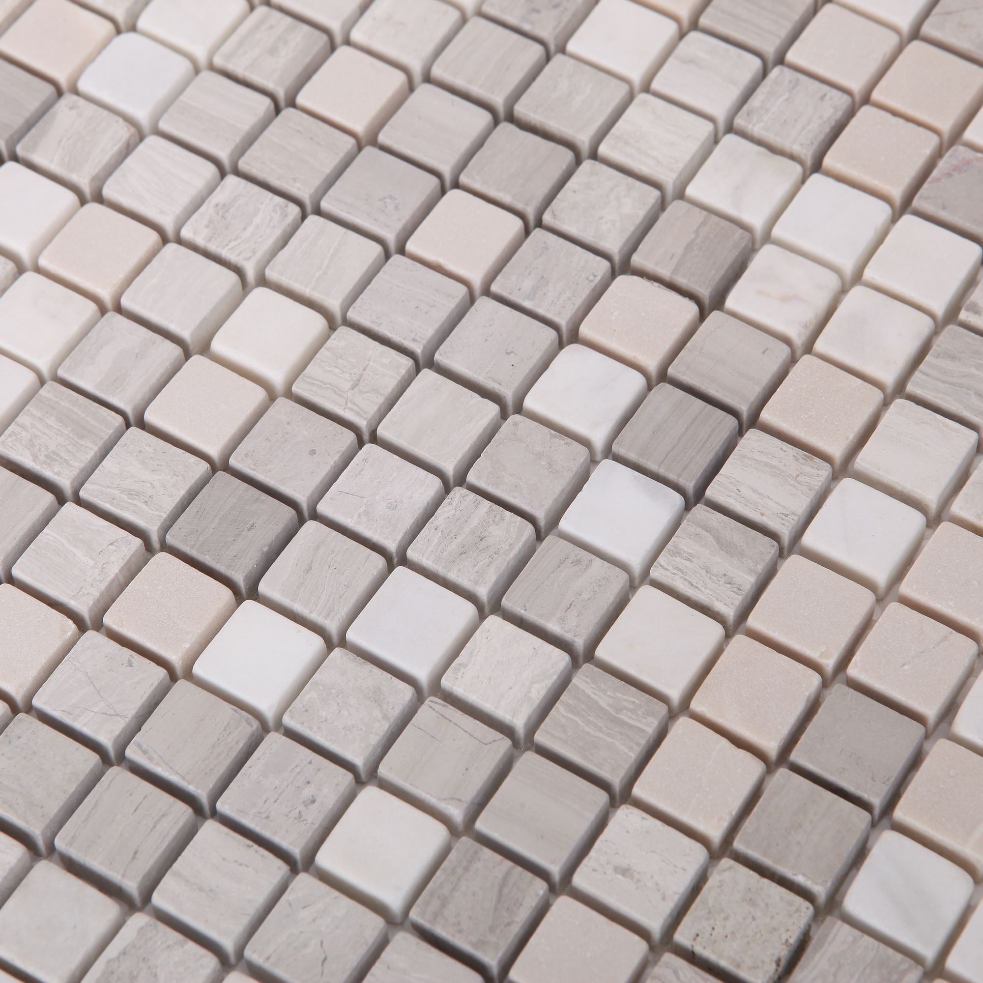 Ikarai Beige Marble effect Natural stone Mosaic tile sheet, (L)300mm (W)300mm