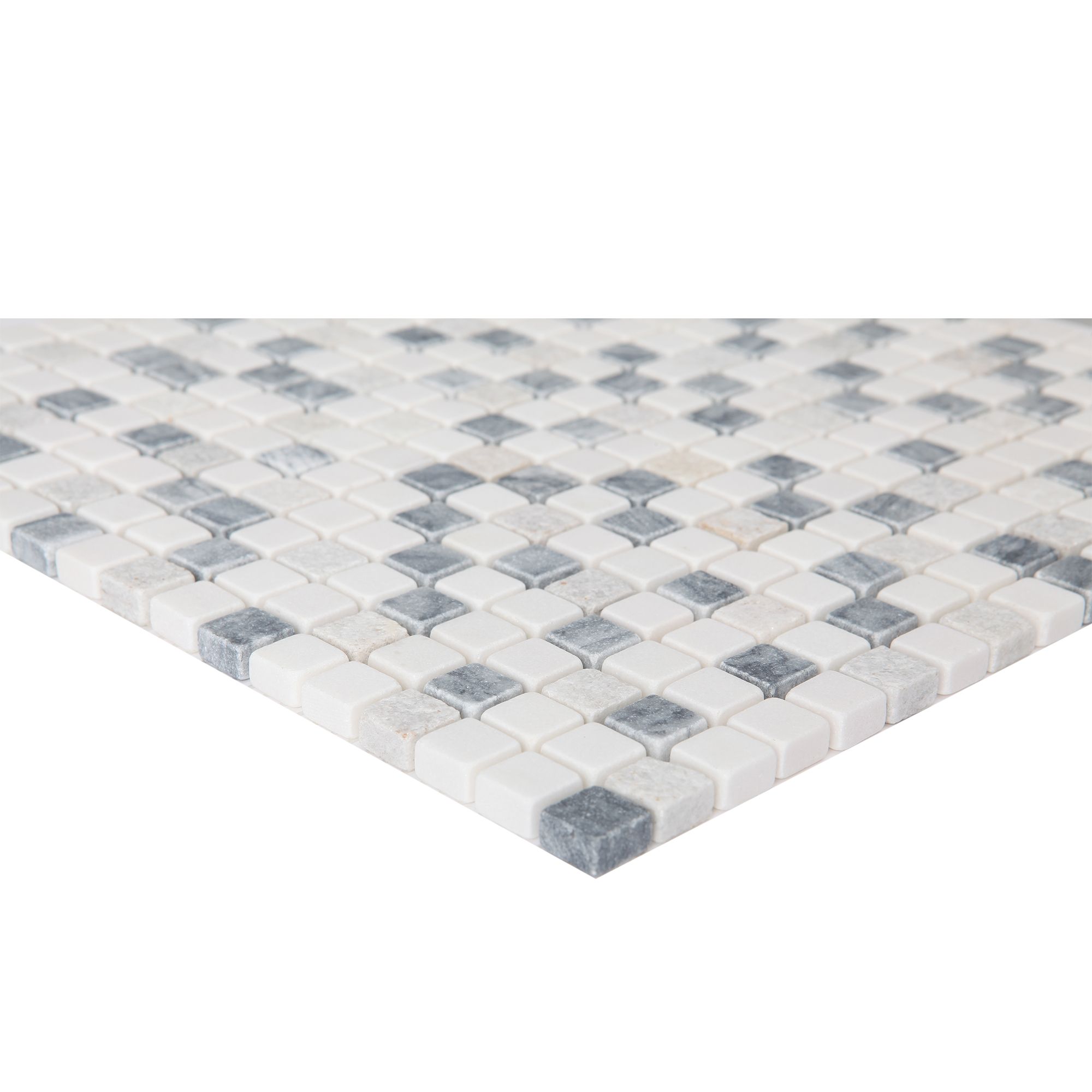 Ikarai Light grey Marble effect Natural stone Mosaic tile sheet, (L)300mm (W)300mm