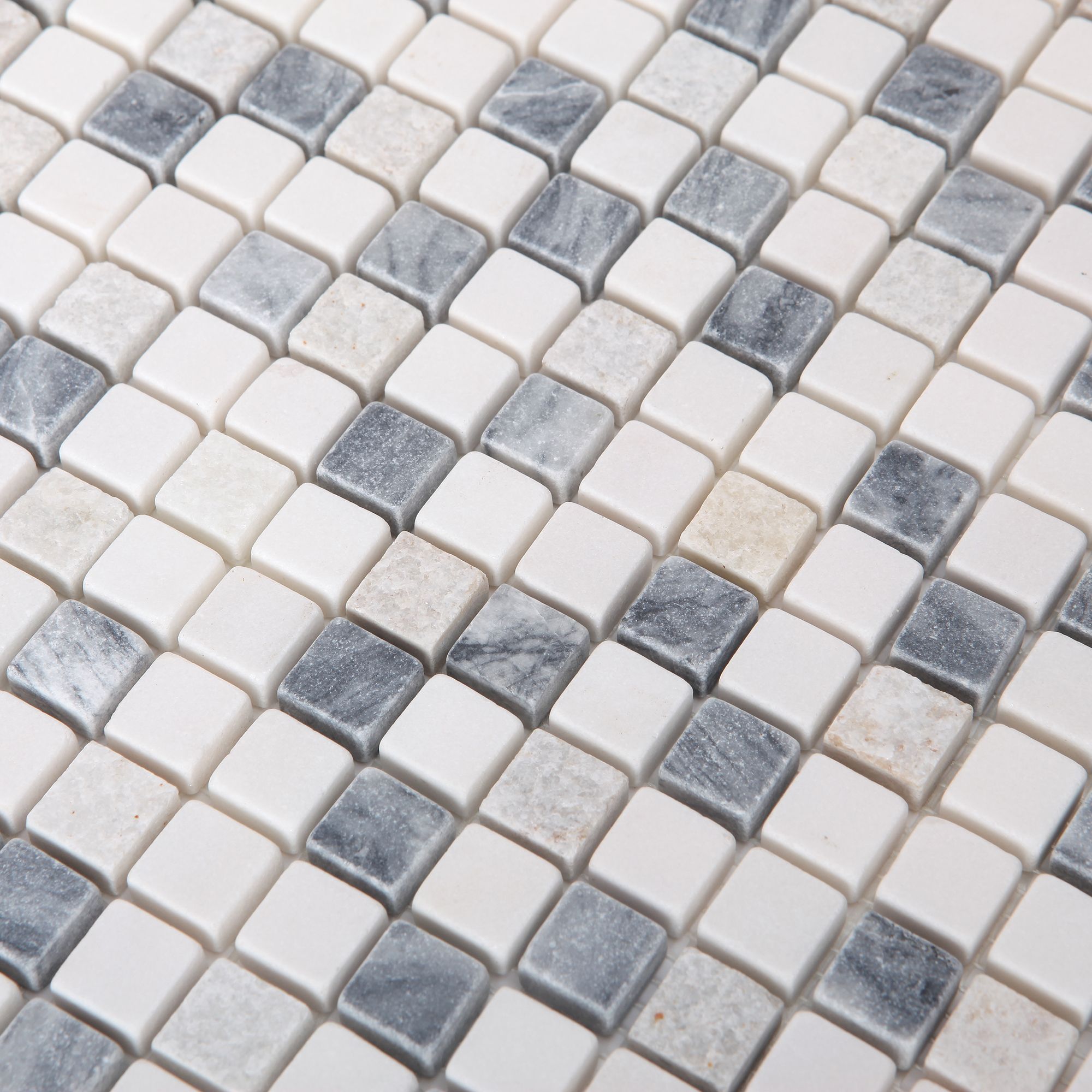 Ikarai Light grey Marble effect Natural stone Mosaic tile sheet, (L)300mm (W)300mm