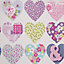 Imagine fun Multicolour Patchwork hearts Smooth Wallpaper
