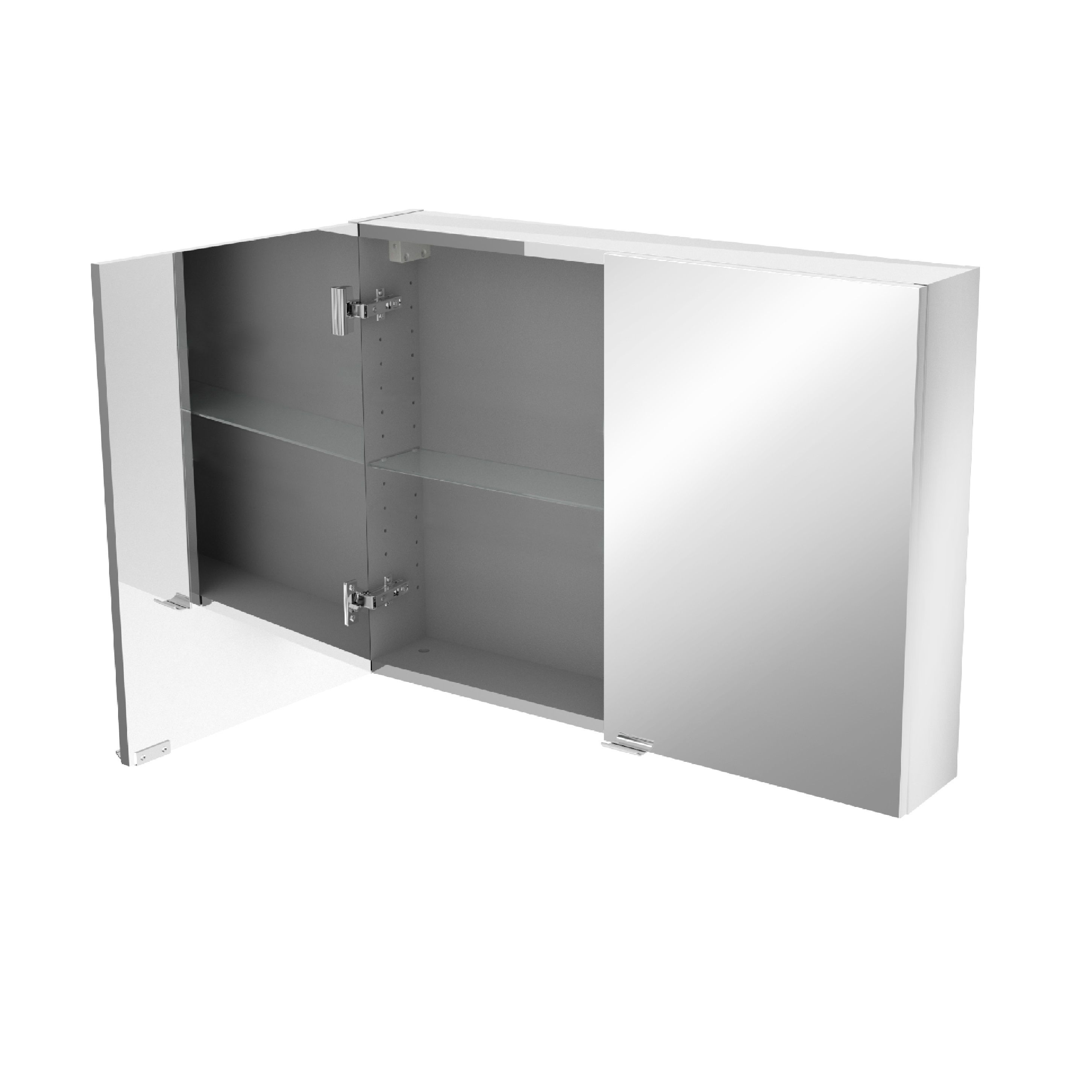 Imandra Compact Matt Mirror effect Double Bathroom Cabinet Mirrored (H)600mm (W)800mm