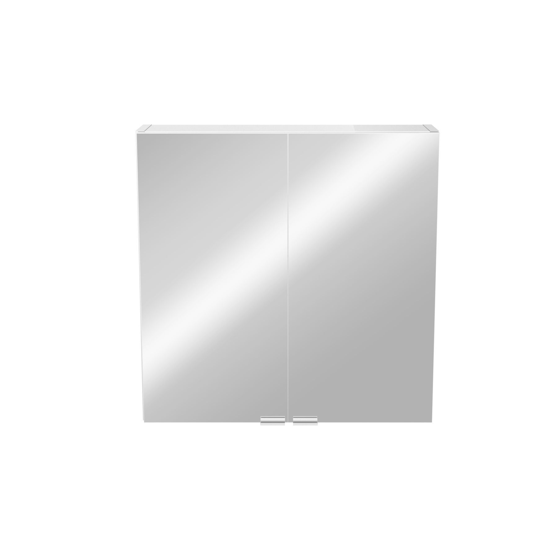 Imandra Compact Matt Silver Mirror effect Double Bathroom Cabinet Mirrored (H)600mm (W)600mm