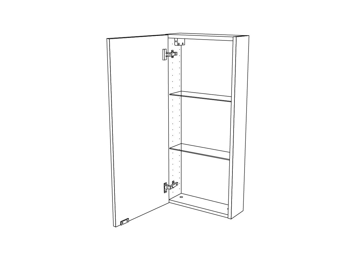 Imandra Tall Matt Silver Mirror effect Single Bathroom Cabinet Mirrored (H)900mm (W)400mm