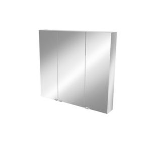 Imandra Tall Matt Silver Mirror effect Triple Bathroom Cabinet Mirrored (H)900mm (W)1000mm
