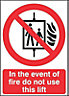 In the event of a fire Polypropylene Safety sign, (H)210mm (W)148mm