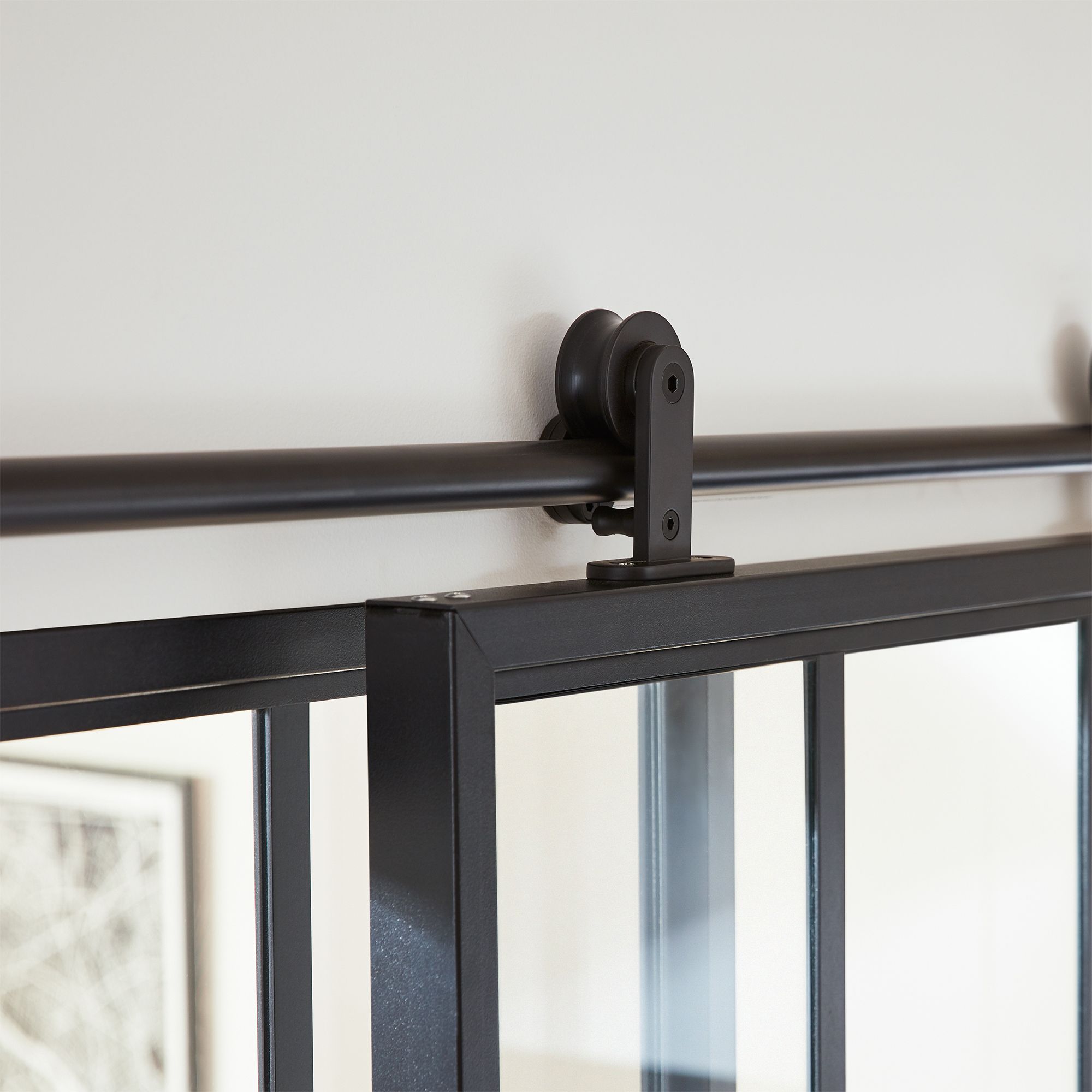 Industrial Black Powder-coated Sliding door track system (L) 200cm