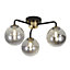 Inlight Agile Matt Glass & metal Black Antique brass & smoked glass effect Ceiling light