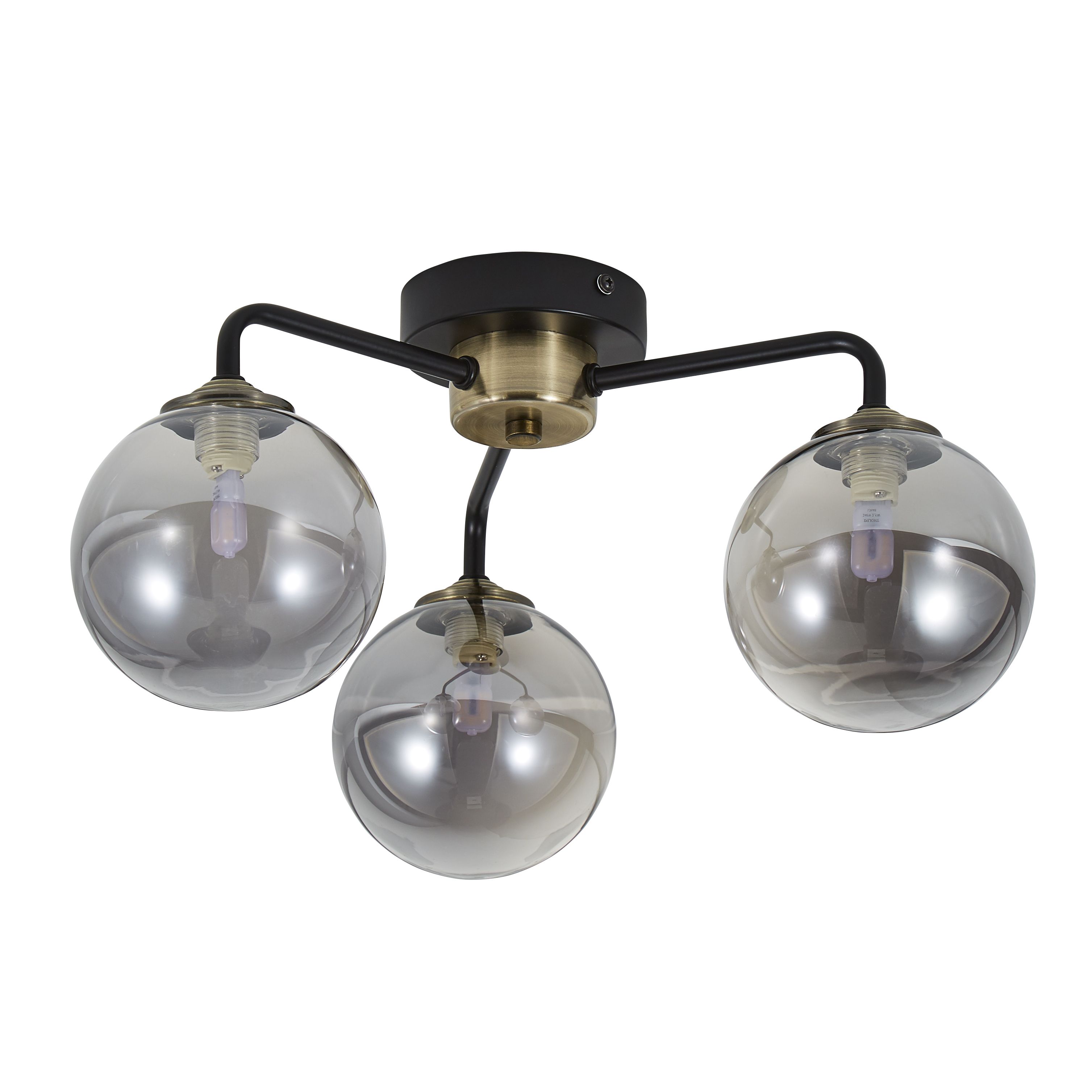 Inlight Agile Matt Glass & metal Black Antique brass & smoked glass effect Ceiling light