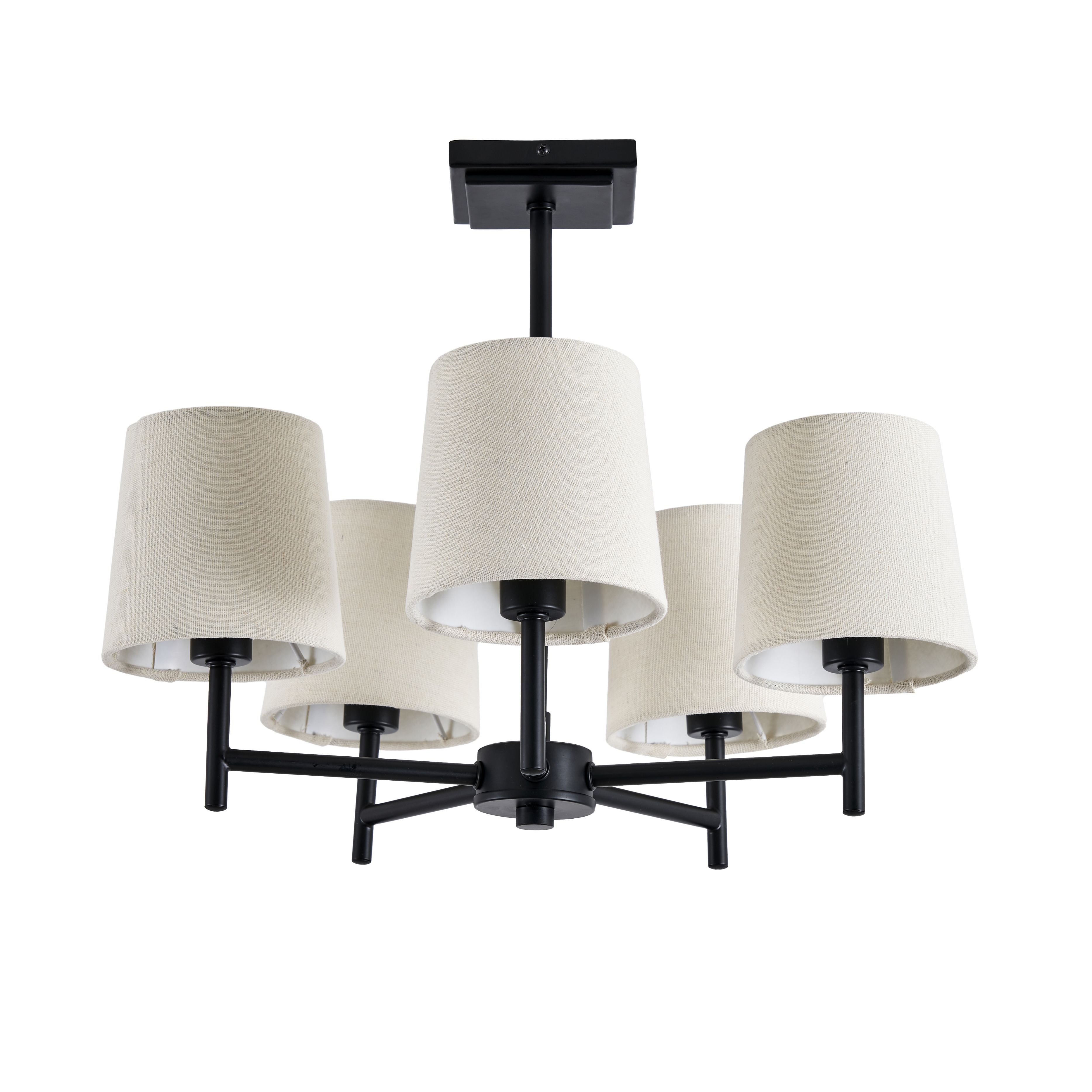 Inlight Almir Matt Fabric & metal Black 5 Lamp LED Ceiling light