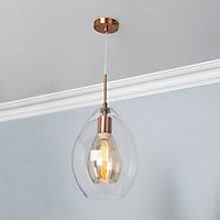 Inlight Batu Satin Copper effect Pendant ceiling light, (Dia)250mm