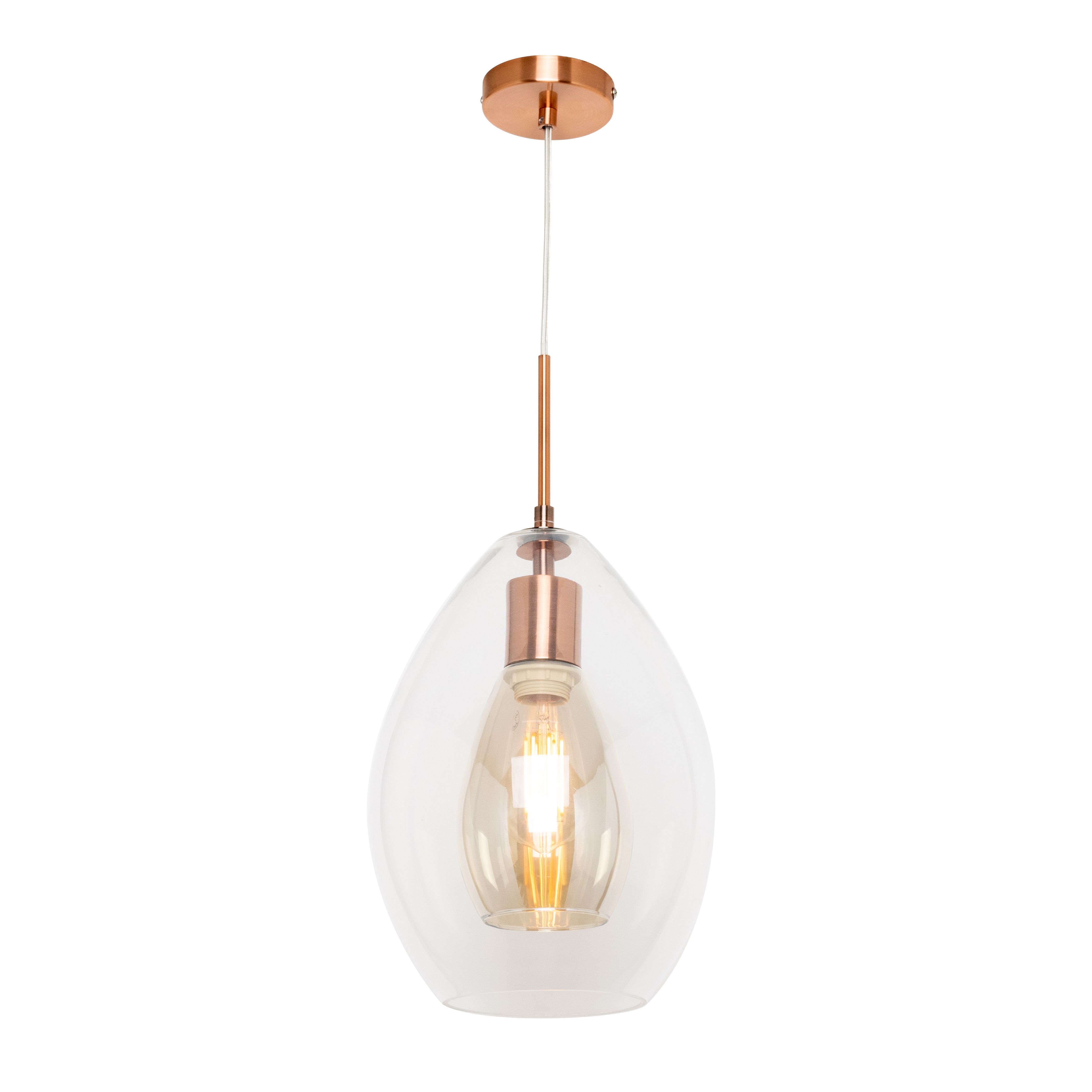 Inlight Batu Satin Copper effect Pendant ceiling light, (Dia)250mm