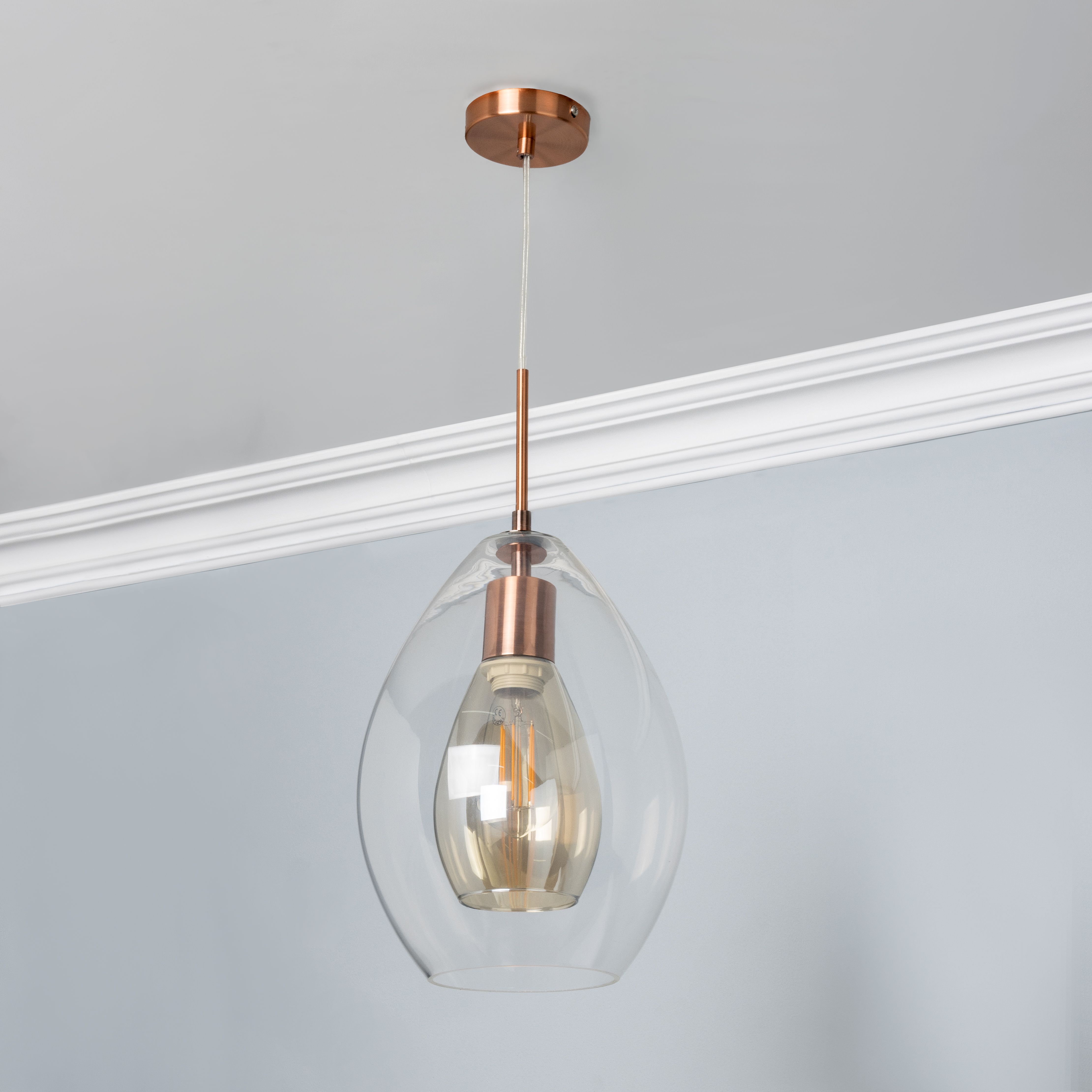 Inlight Batu Satin Copper effect Pendant ceiling light, (Dia)250mm