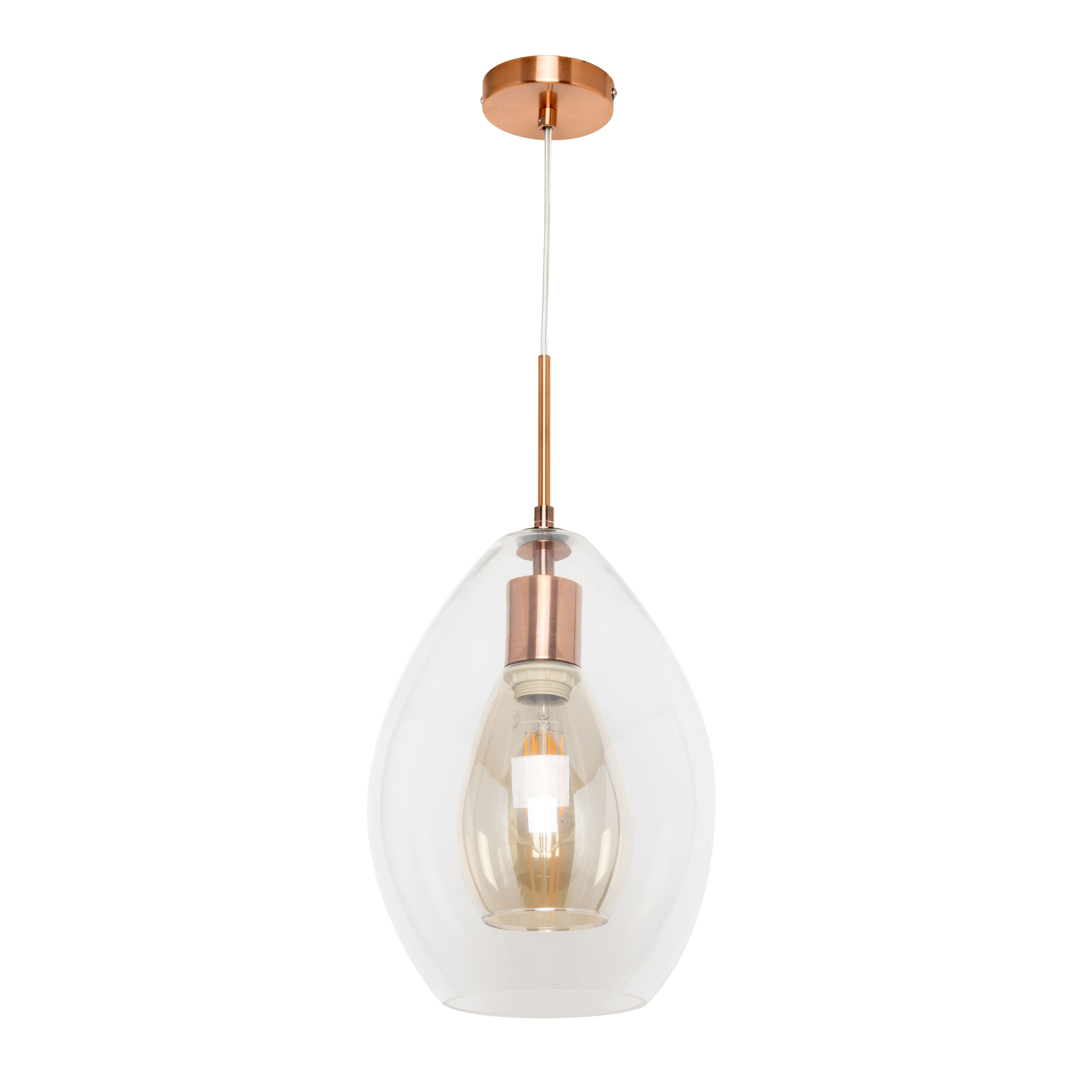 Inlight Batu Satin Copper effect Pendant ceiling light, (Dia)250mm