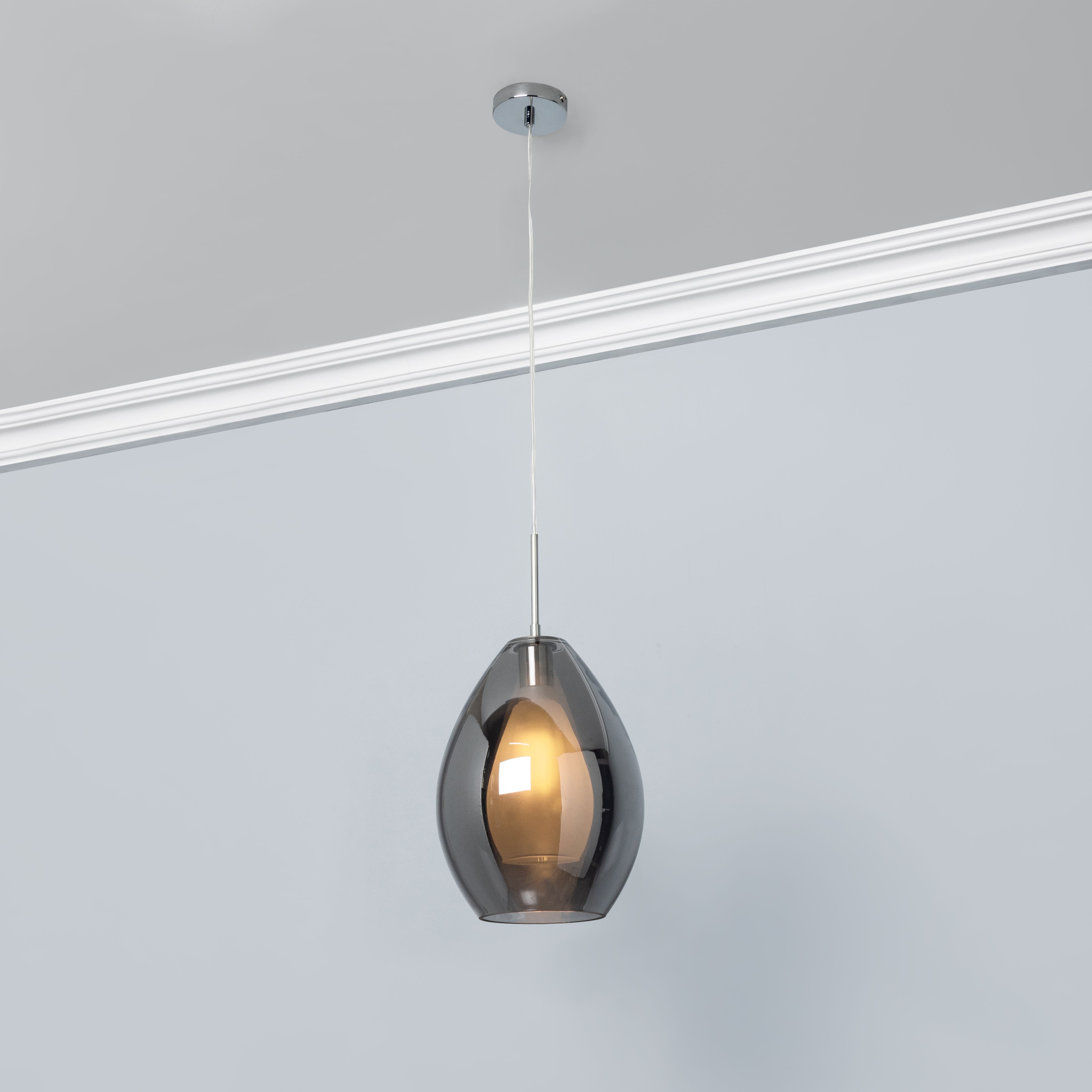 Inlight Batu Satin Smoke tinted effect Pendant ceiling light, (Dia)250mm