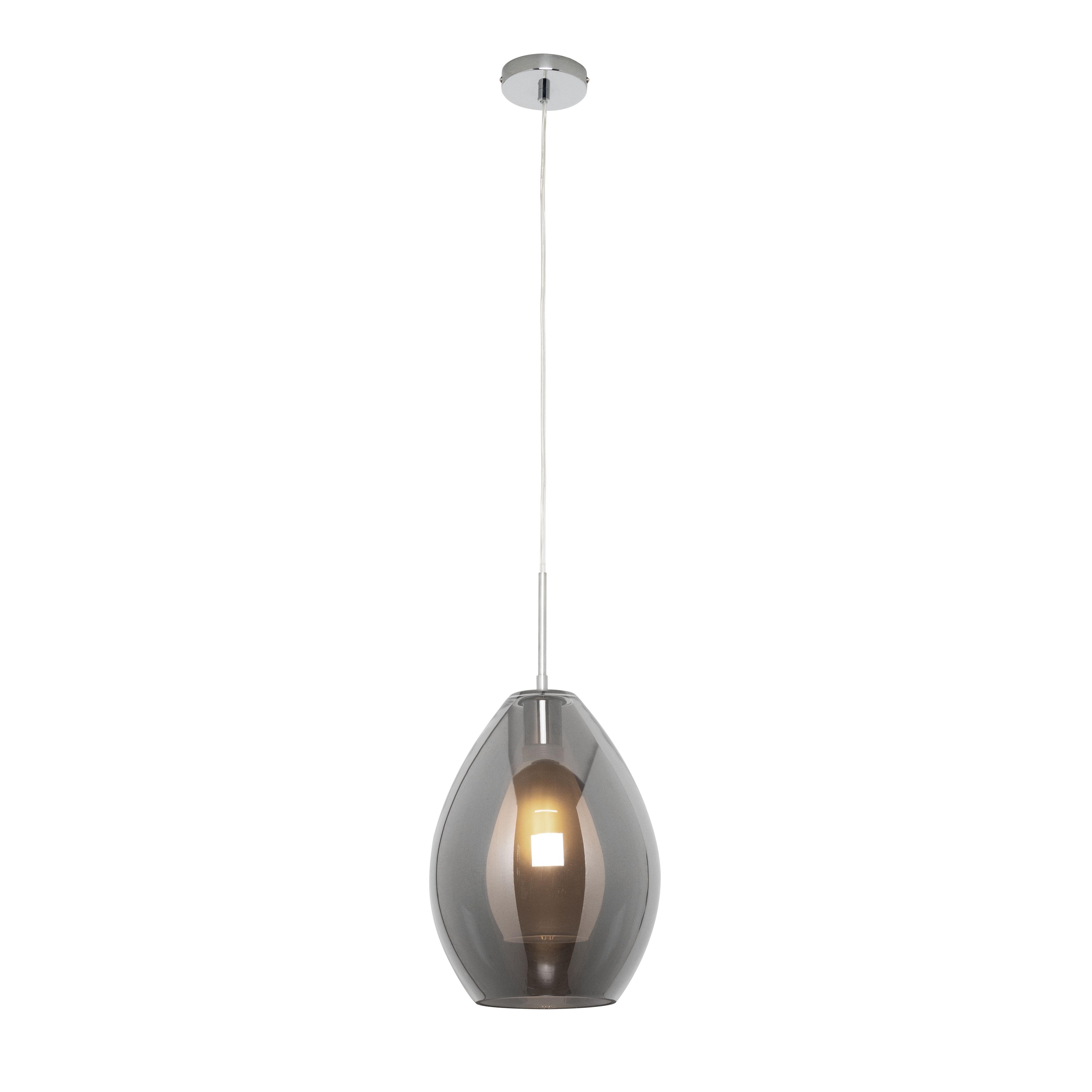 Inlight Batu Satin Smoke tinted effect Pendant ceiling light, (Dia)250mm