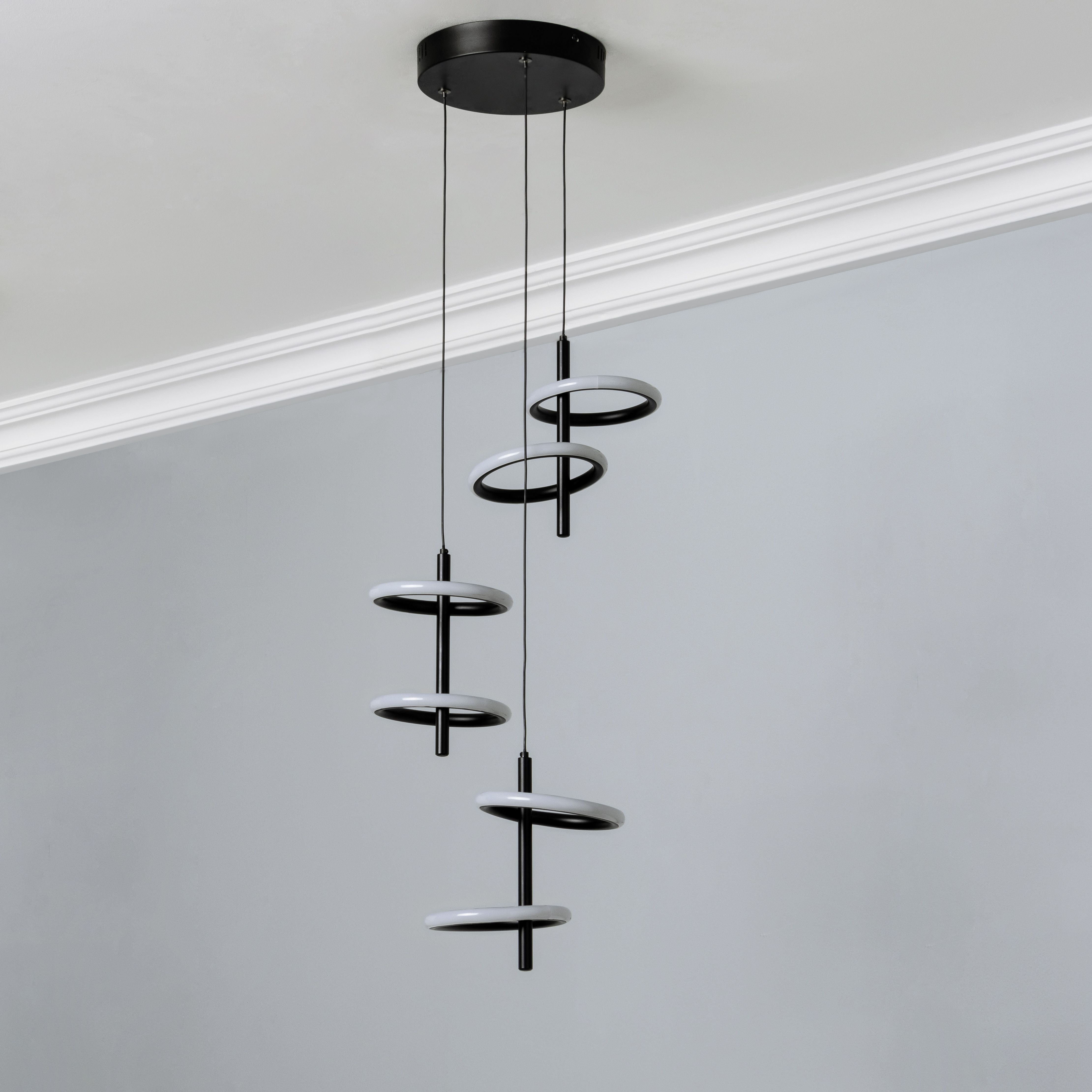 Inlight Belle Matt Acrylic & iron Black 6 Lamp Ceiling light