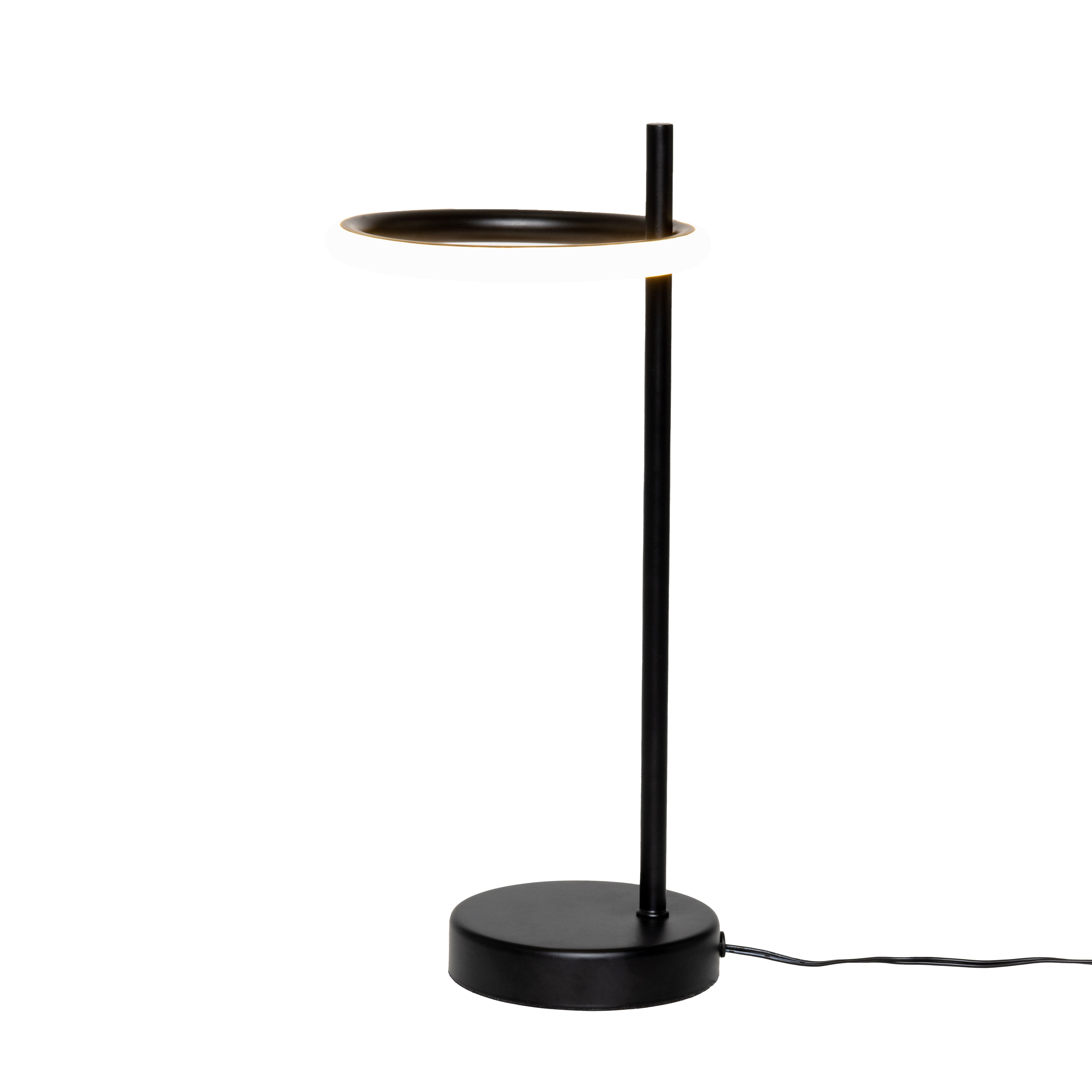Inlight Belle Matt Black Integrated LED Round Table lamp