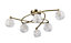 Inlight Chandler Cut glass Brushed Glass & metal Gold effect 6 Lamp Ceiling light