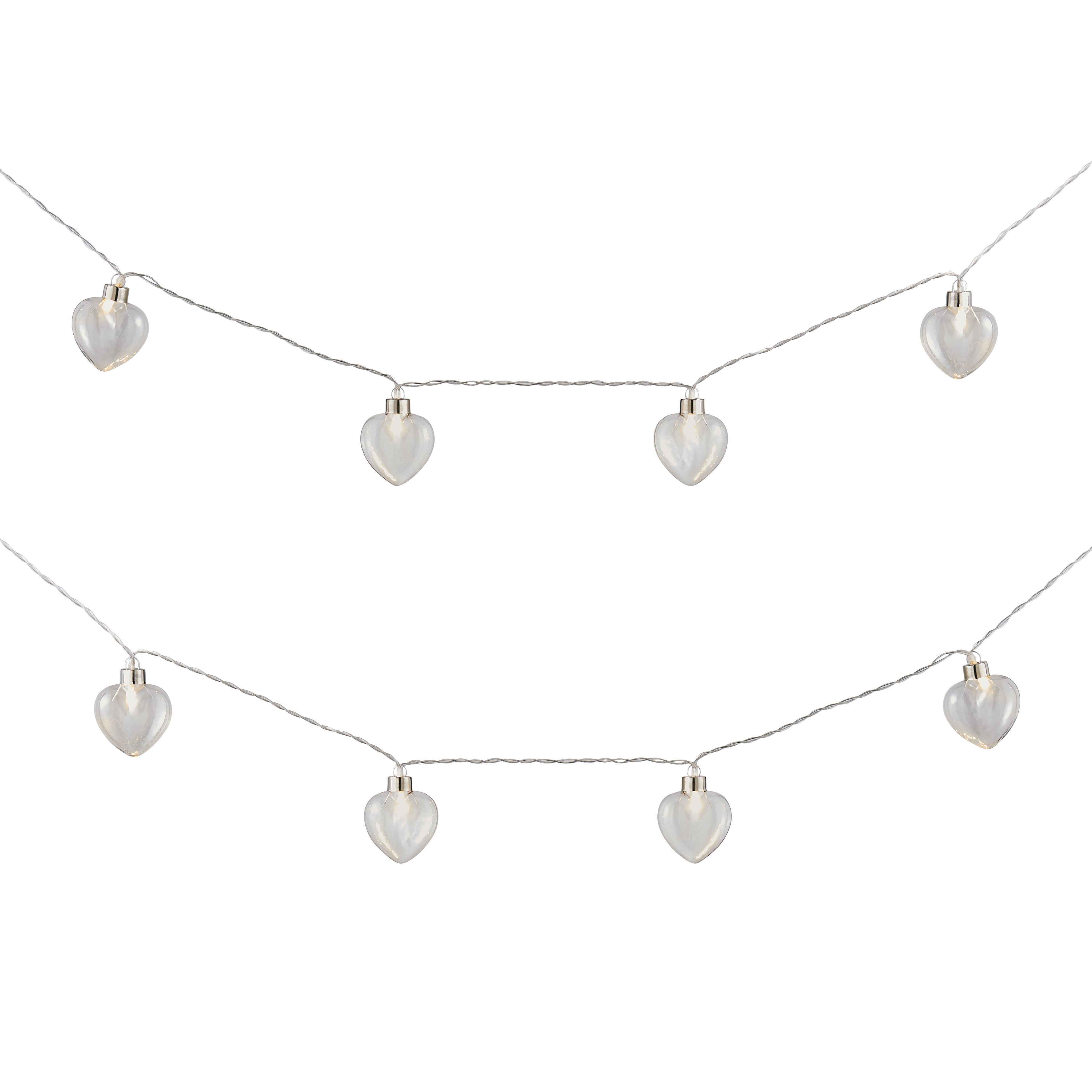 Inlight Clear glass heart Battery-powered Warm white 10 LED Indoor String lights