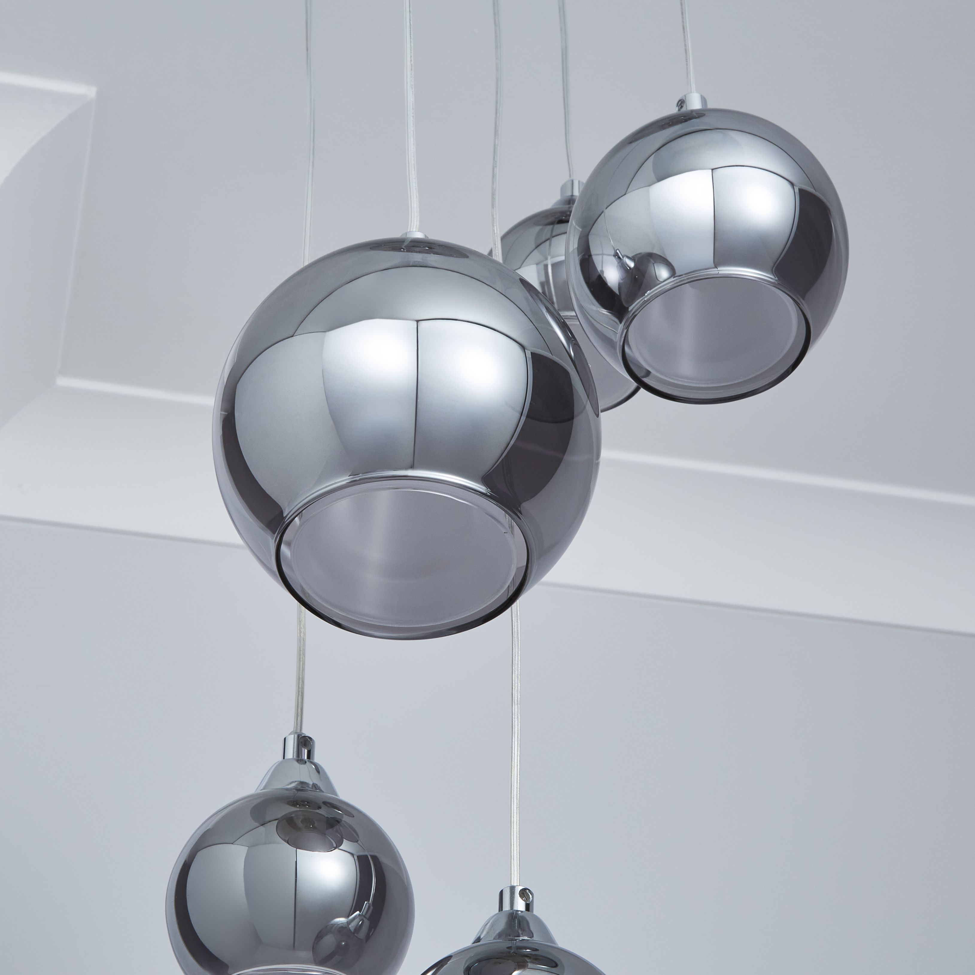 Inlight Cybel Cascade Chrome effect 5 Lamp Pendant ceiling light, (Dia)250mm