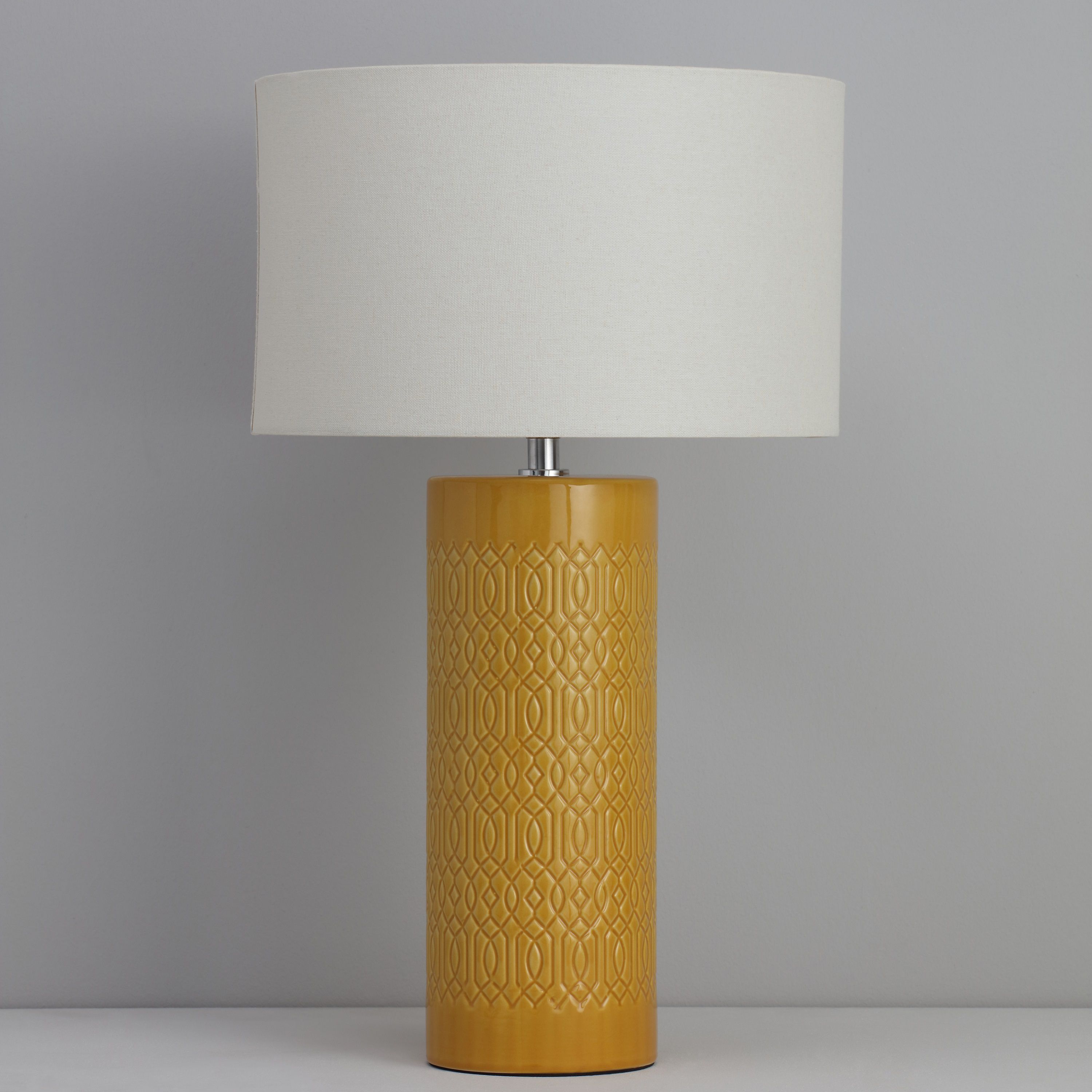 Inlight Dactyl Embossed ceramic Ochre Cylinder Table light