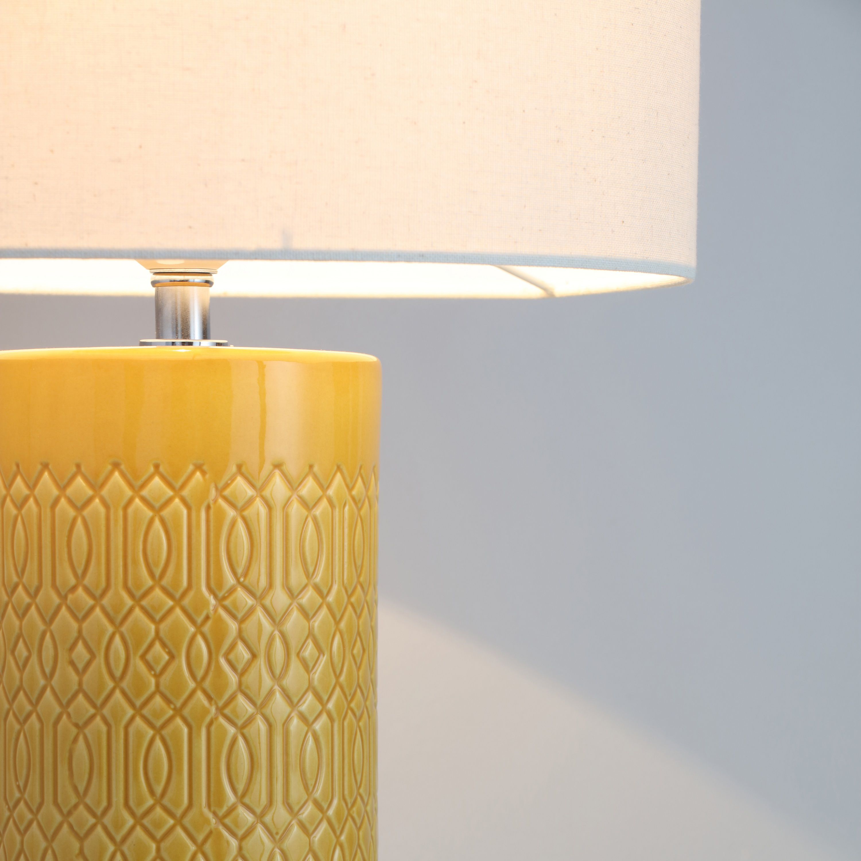 Inlight Dactyl Embossed ceramic Ochre Cylinder Table light