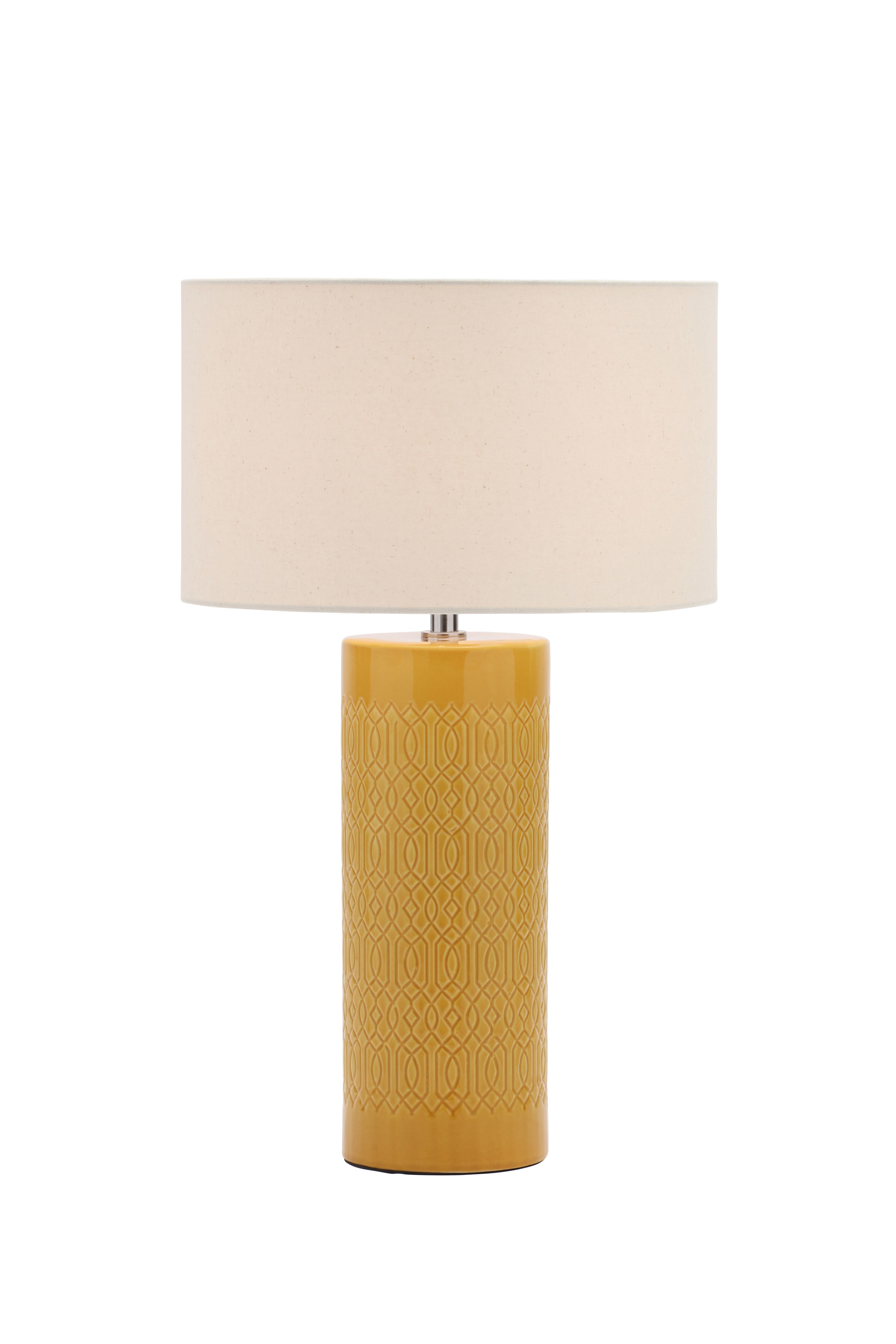 Inlight Dactyl Embossed ceramic Ochre Cylinder Table light
