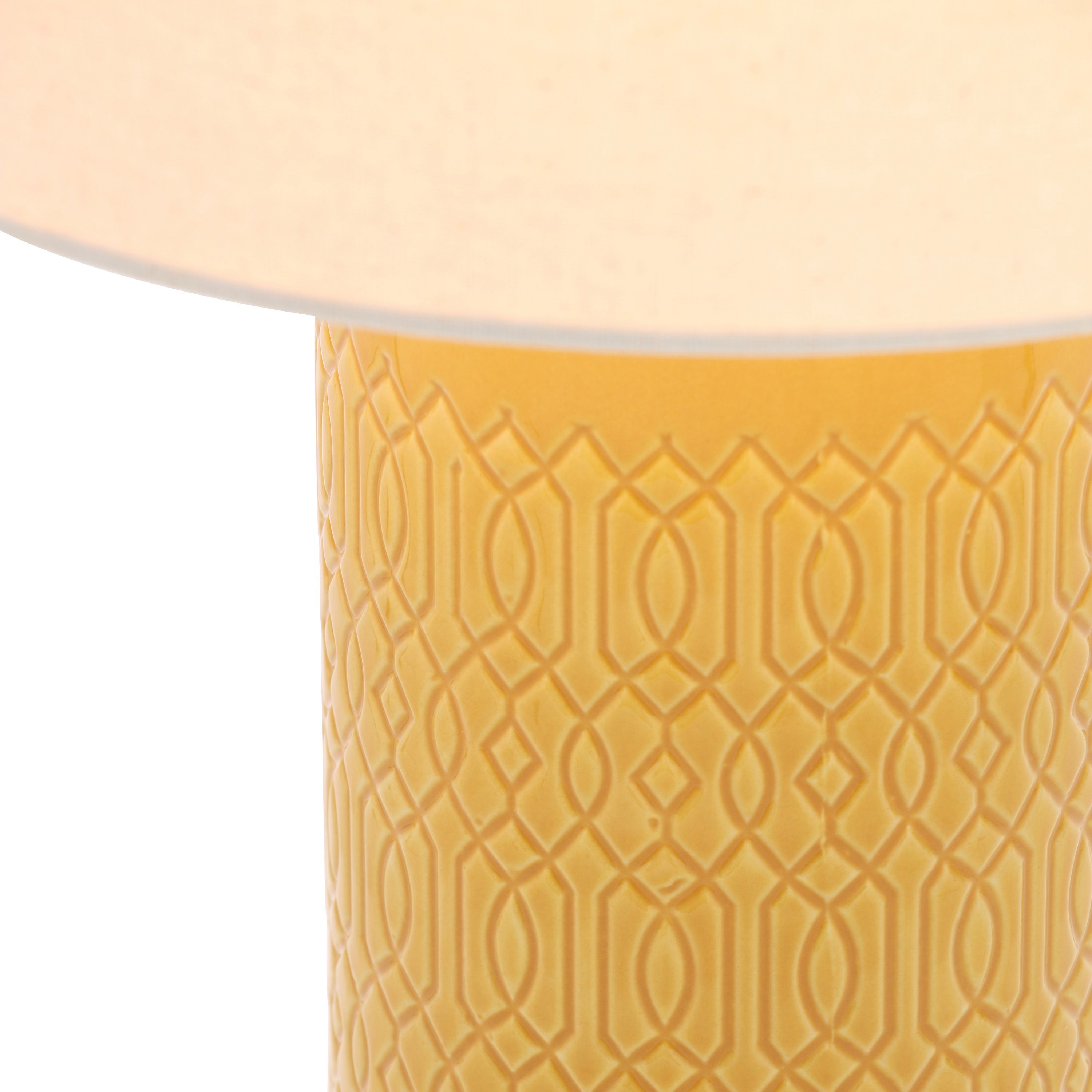 Inlight Dactyl Embossed ceramic Ochre Cylinder Table light