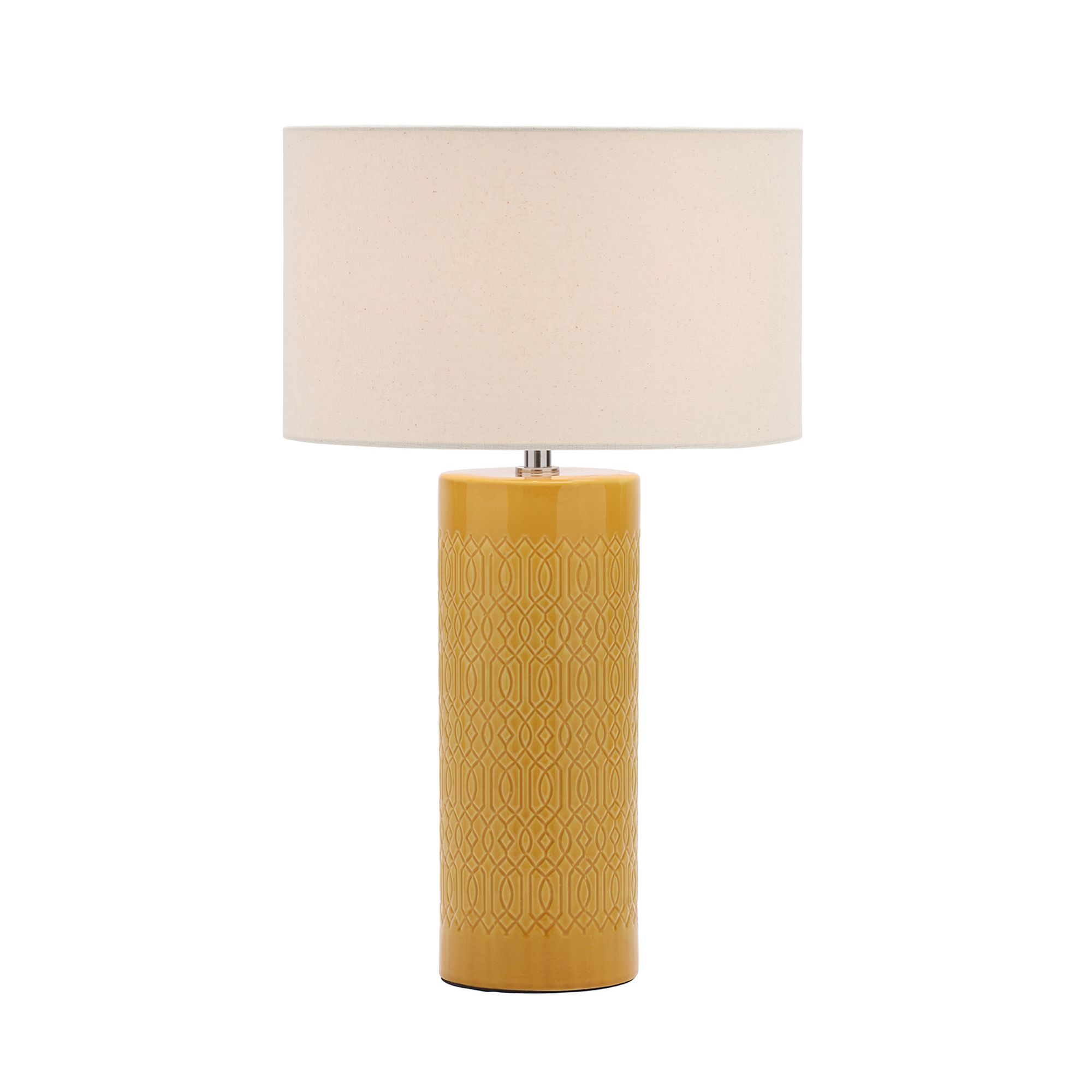 Inlight Dactyl Embossed ceramic Ochre Cylinder Table light